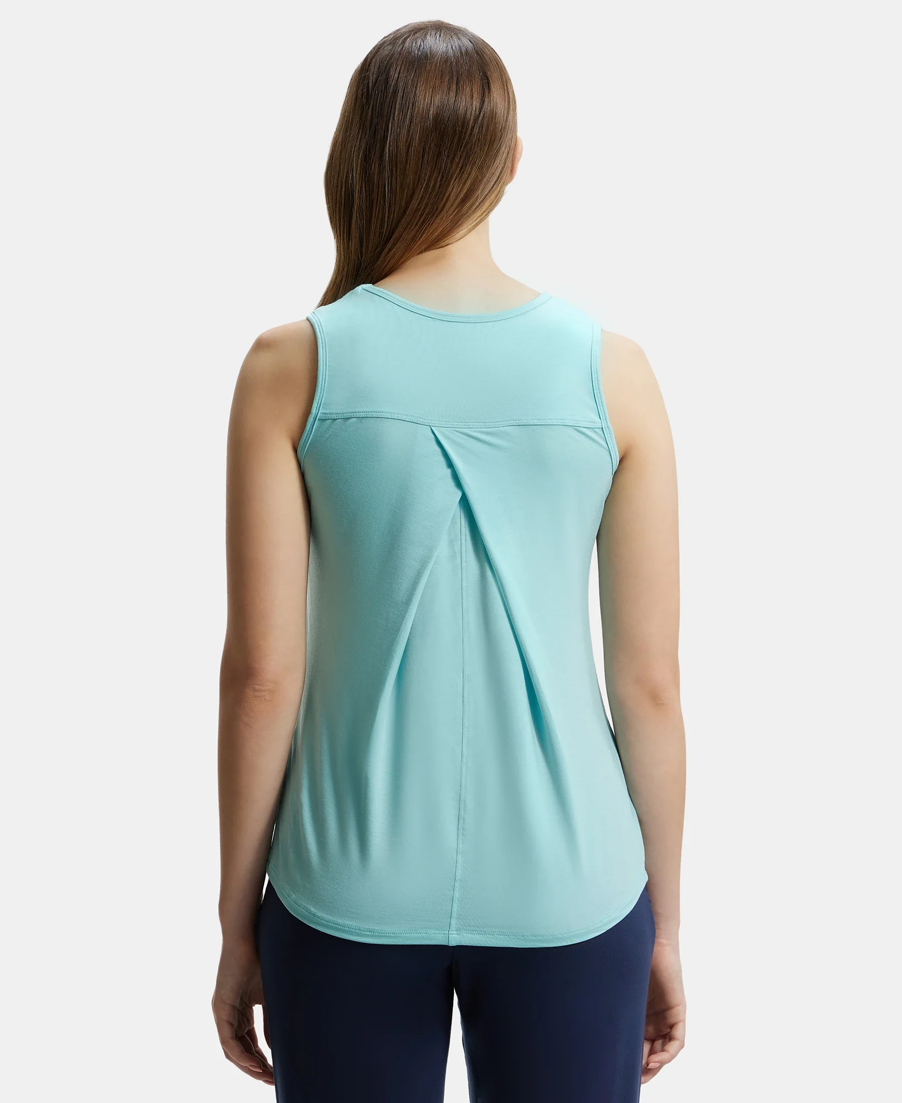 Environment Friendly Lyocell Elastane Stretch Relaxed Fit Tank Top - Aqua Haze - Image 3
