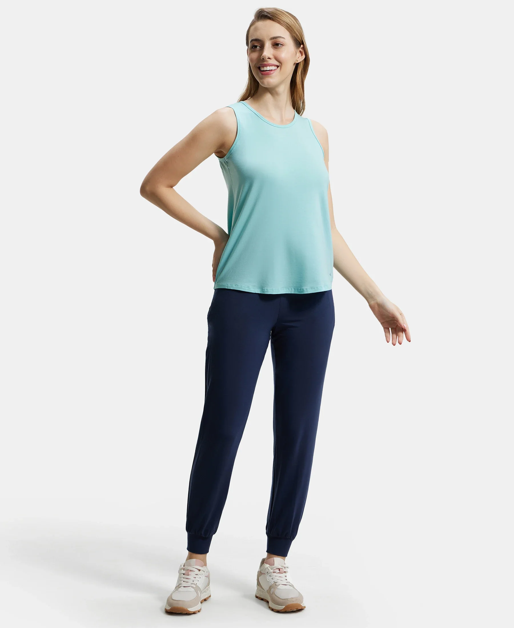 Environment Friendly Lyocell Elastane Stretch Relaxed Fit Tank Top - Aqua Haze - Image 6
