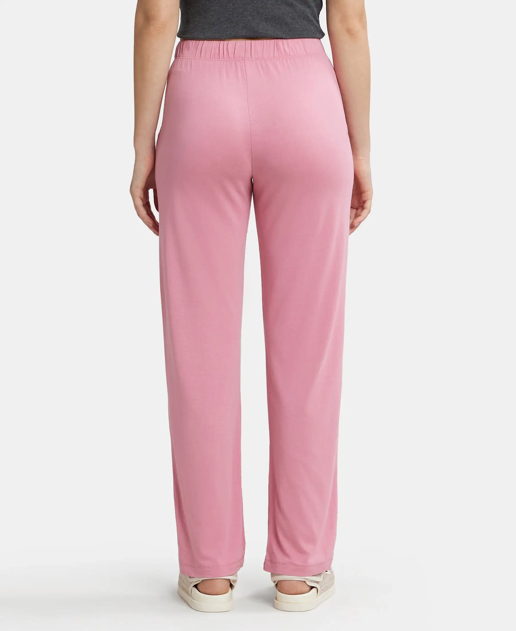 Environment Friendly Micro Modal Fiber Relaxed Fit Pyjama with Comfortable Waistband and Drawstrings - Wild Rose - Image 3