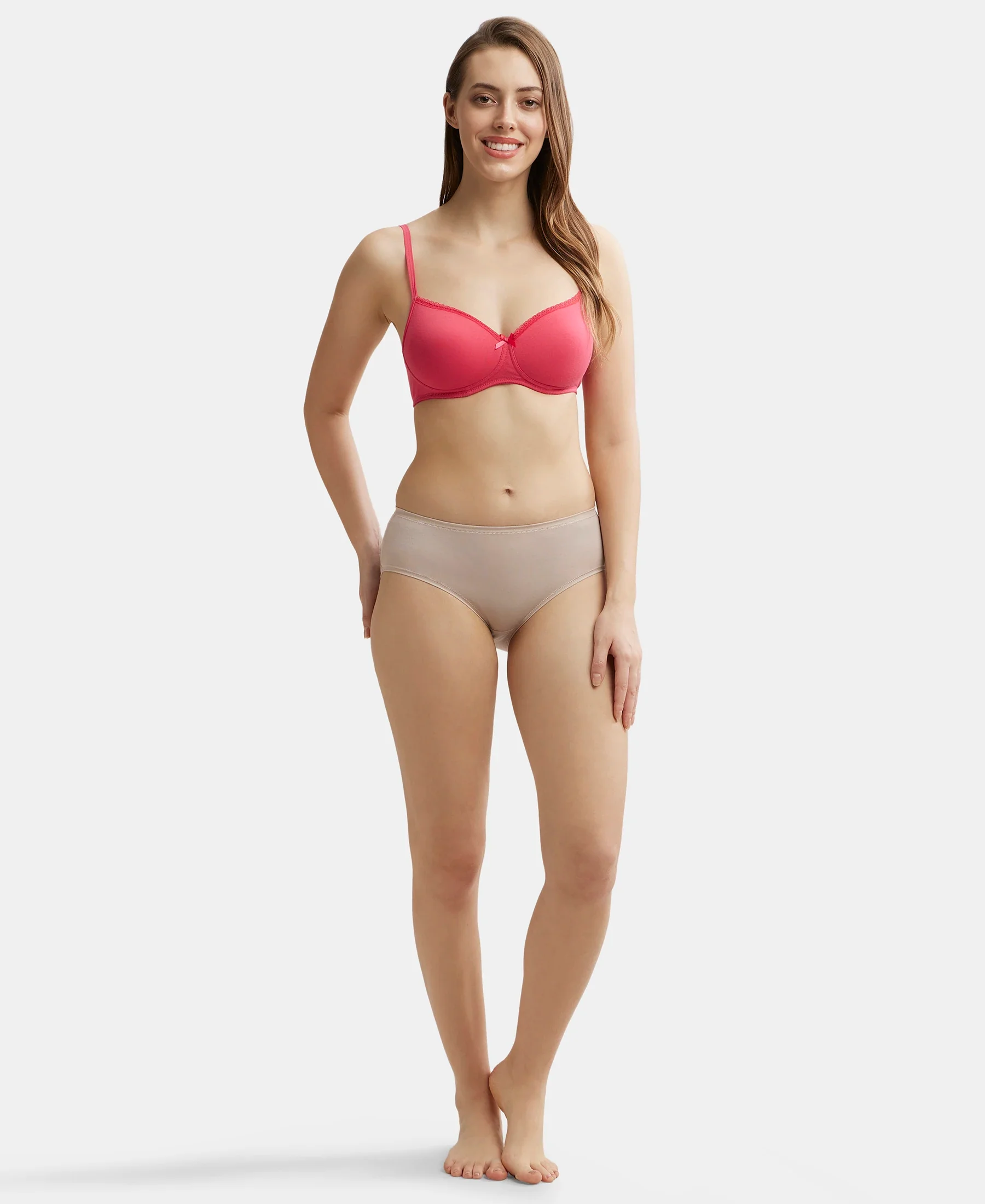 High Coverage Tencel Lyocell Elastane Stretch High Waist Hipster With Concealed Waistband and StayFresh Treatment - Mushroom - Image 4