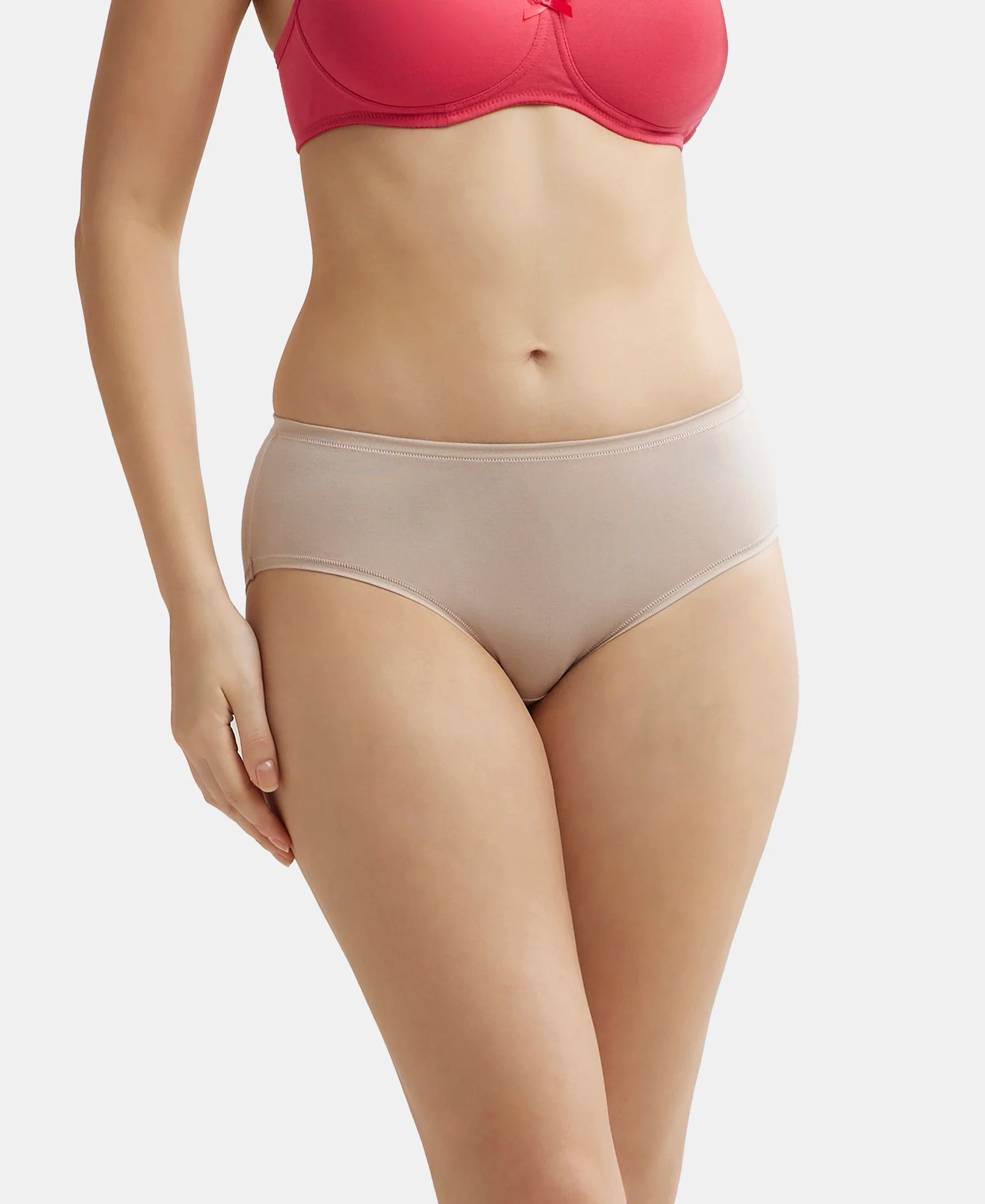 High Coverage Tencel Lyocell Elastane Stretch High Waist Hipster With Concealed Waistband and StayFresh Treatment - Mushroom - Image 6