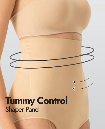 High Waist Microfiber Elastane Stretch Bonded Seamfree Bikini Shapewear - Skin - Image 3