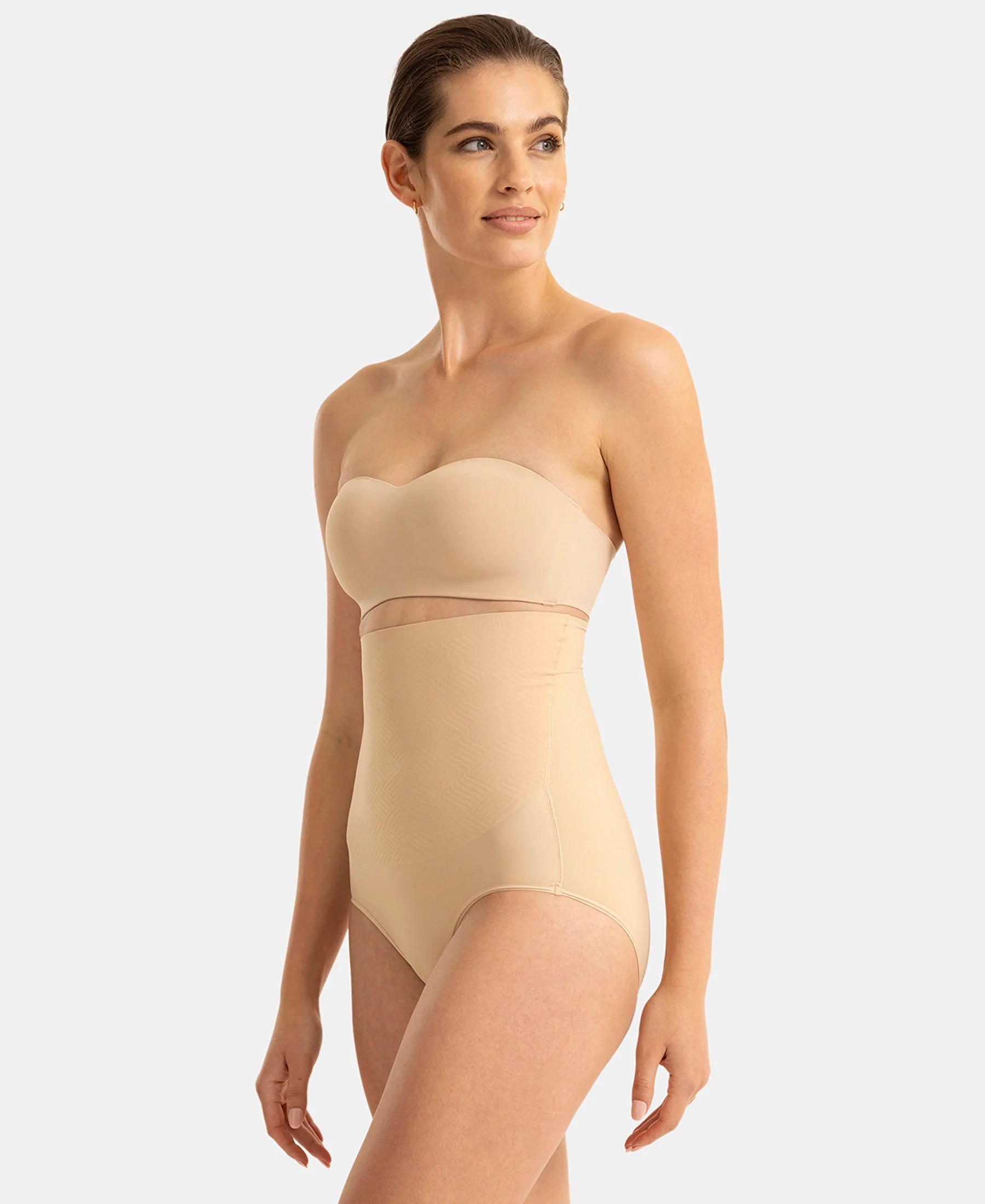 High Waist Microfiber Elastane Stretch Bonded Seamfree Bikini Shapewear - Skin - Image 5