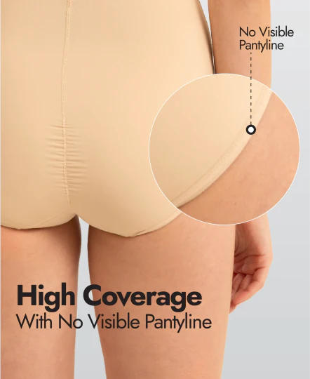 High Waist Microfiber Elastane Stretch Bonded Seamfree Bikini Shapewear - Skin - Image 7