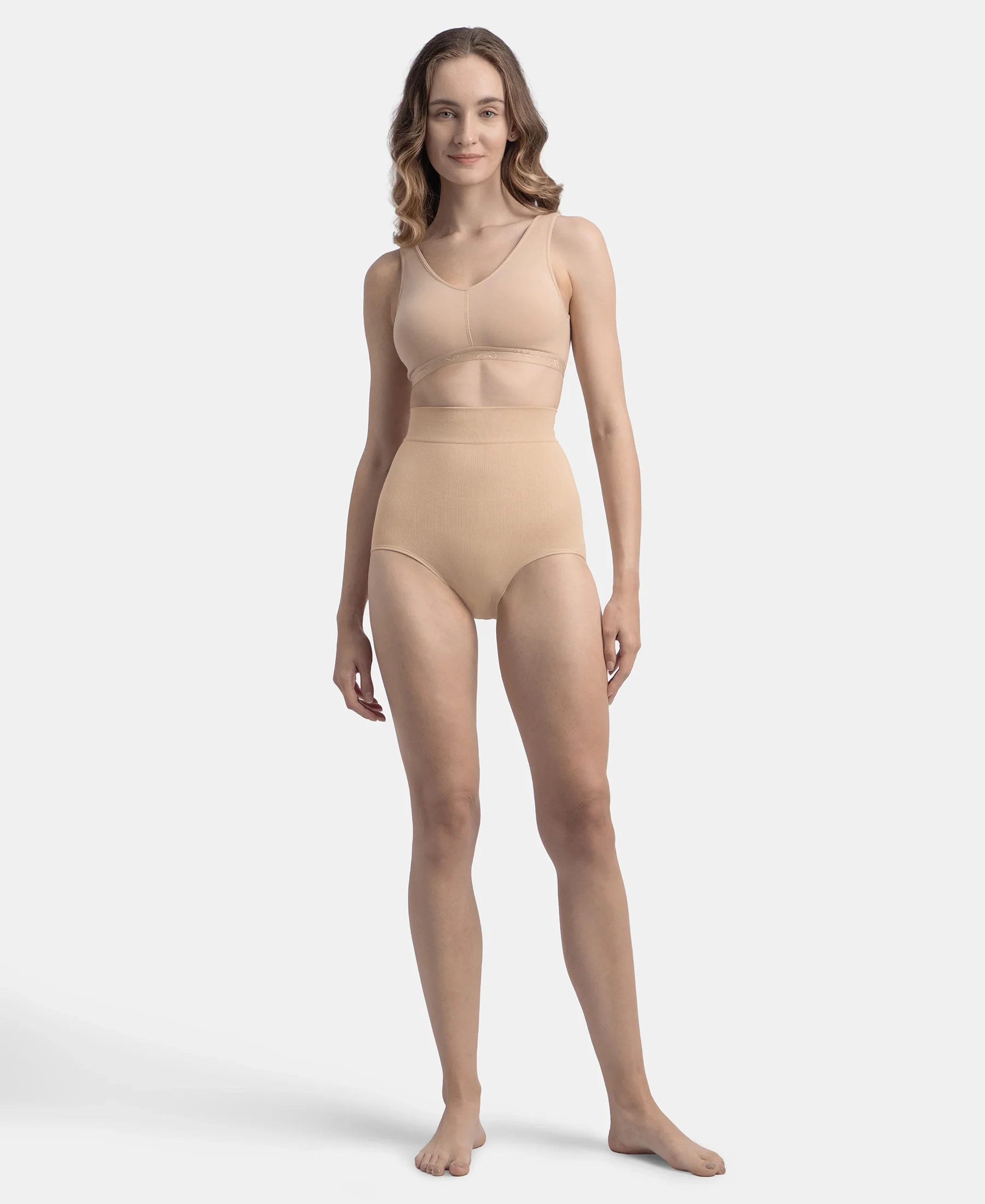 High Waist Microfiber Elastane Stretch Seamfree Bikini Shapewear - Skin - Image 4