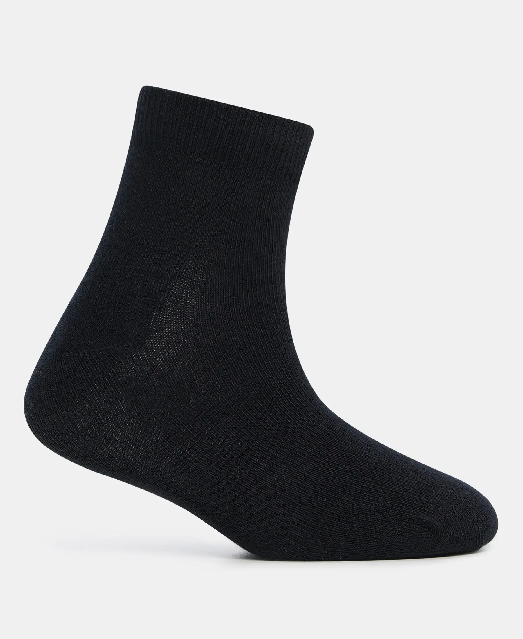 Kid's Compact Cotton Stretch Solid Ankle Length Socks With StayFresh Treatment - Black - Image 3
