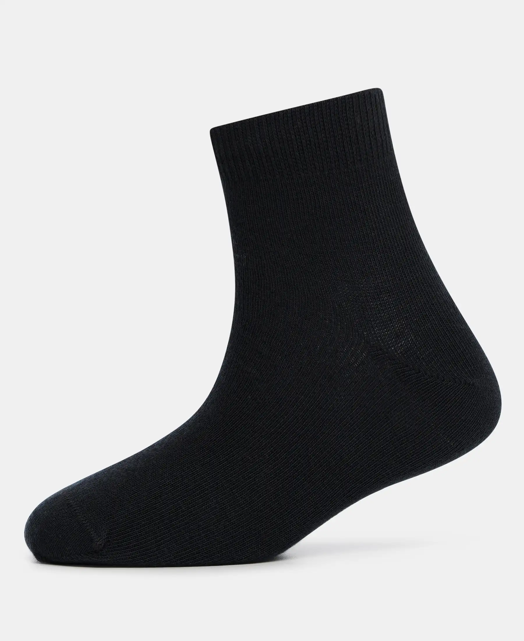 Kid's Compact Cotton Stretch Solid Ankle Length Socks With StayFresh Treatment - Black - Image 5
