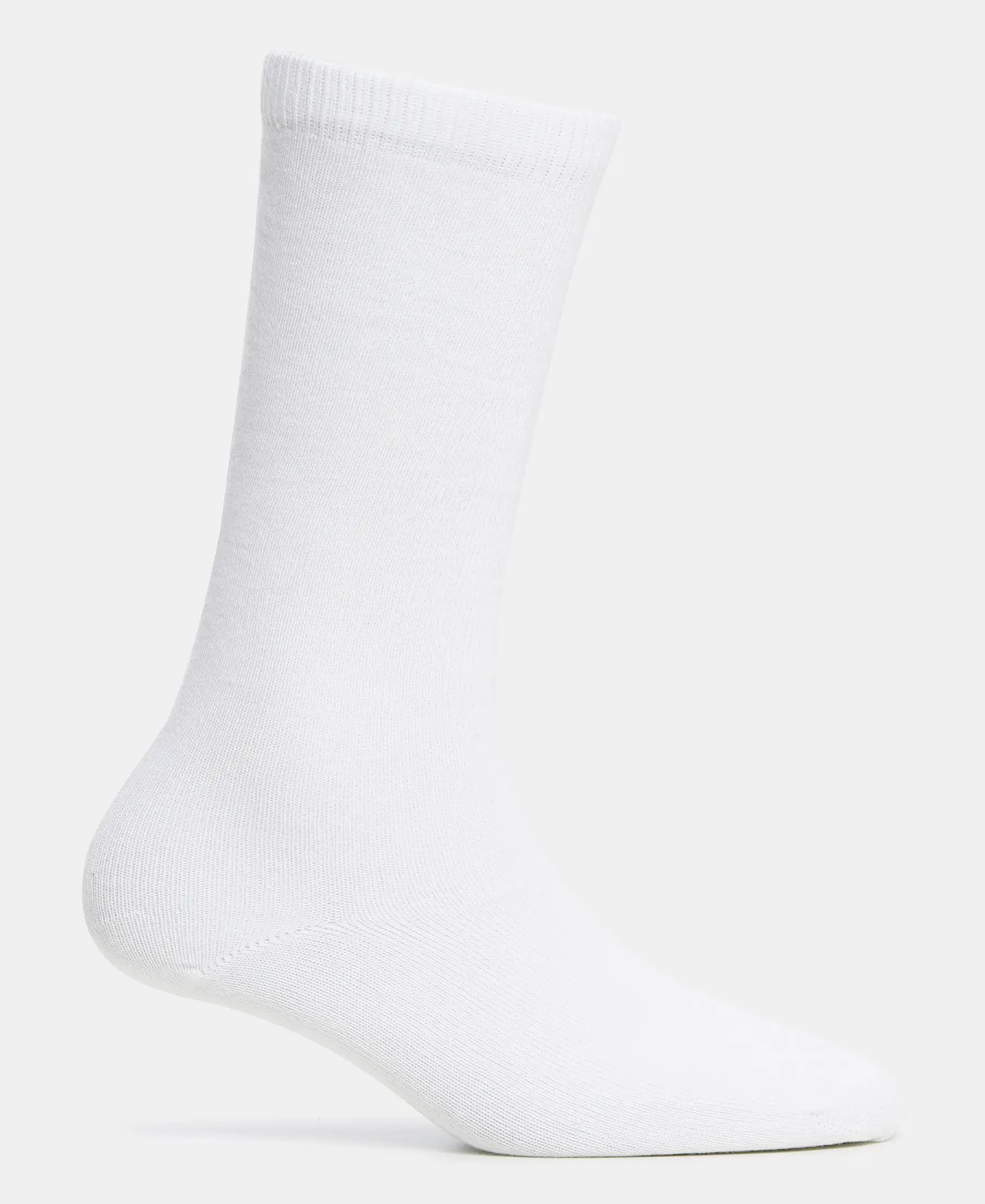 Kid's Compact Cotton Stretch Solid Knee Length Socks With StayFresh Treatment - White - Image 3
