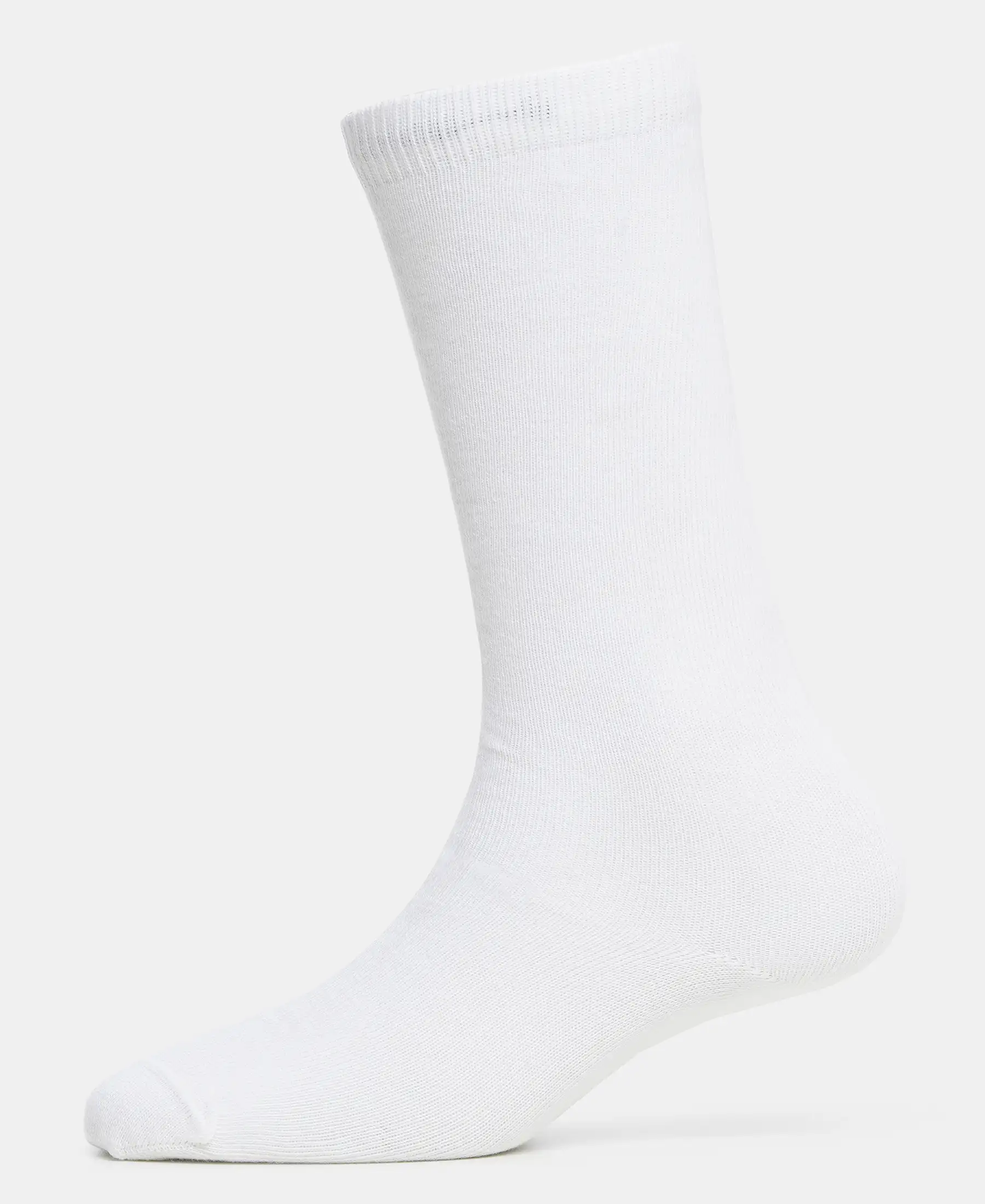 Kid's Compact Cotton Stretch Solid Knee Length Socks With StayFresh Treatment - White - Image 5