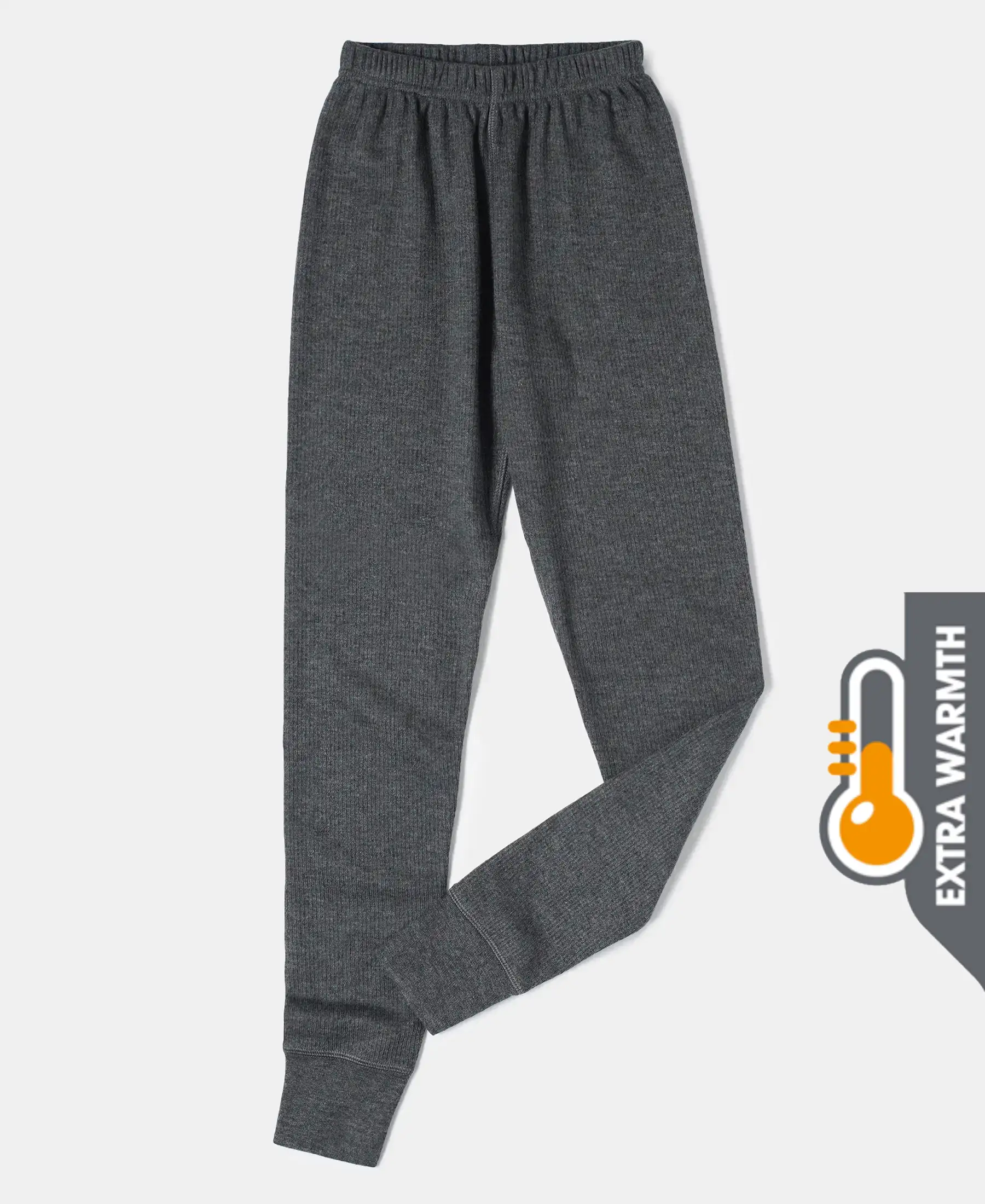 Extra Warmth Kid's Super Combed Cotton Rich Thermal Long John with StayWarm Treatment - Charcoal Melange - Image 5