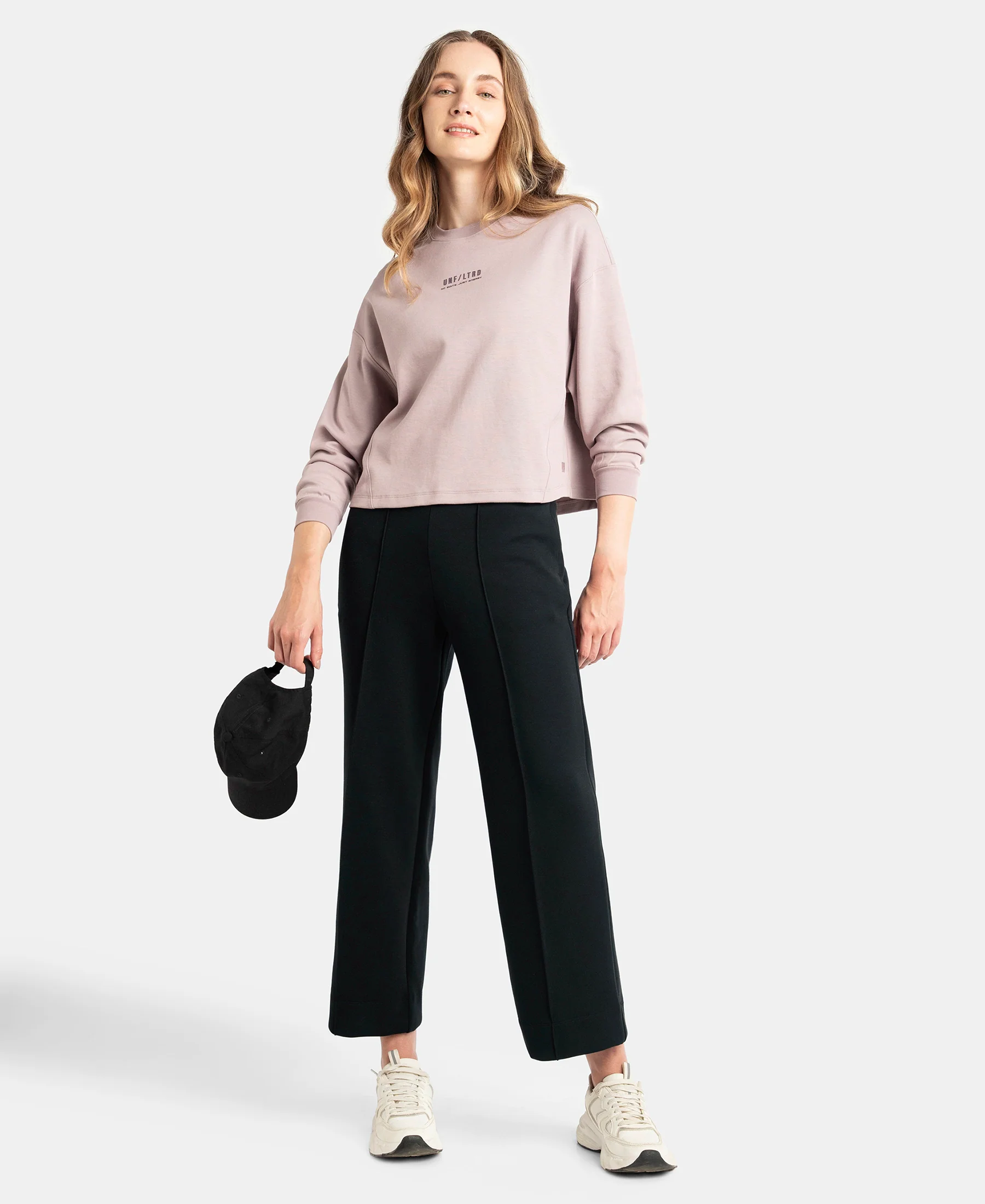 Microfiber Cotton Blend Elastane Stretch Relaxed Fit Wide Leg Pants with Zipper Pockets - Black - Image 6