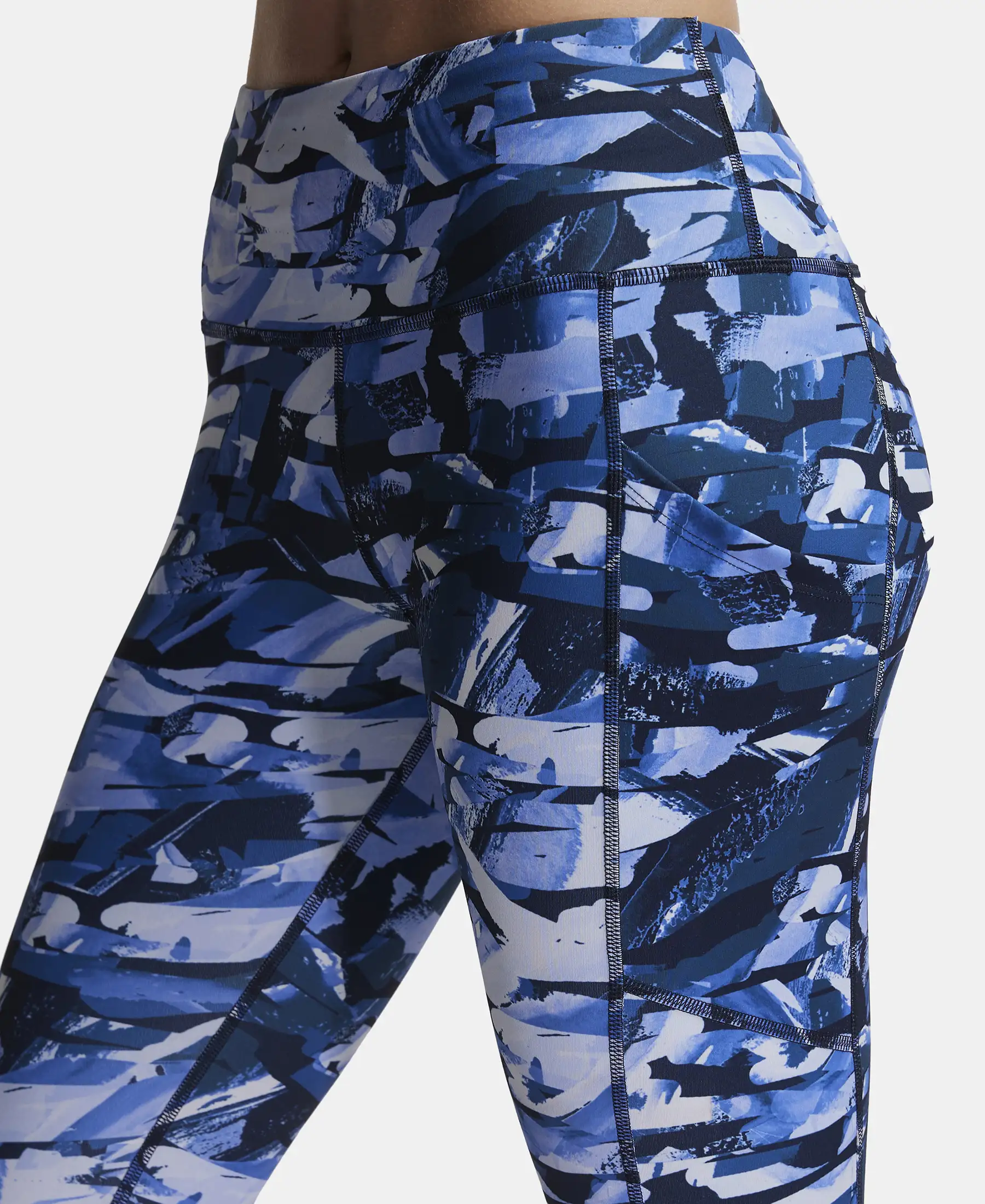 Microfiber Elastane Stretch Performance Leggings with Breathable Mesh - Sky Captain Printed - Image 7