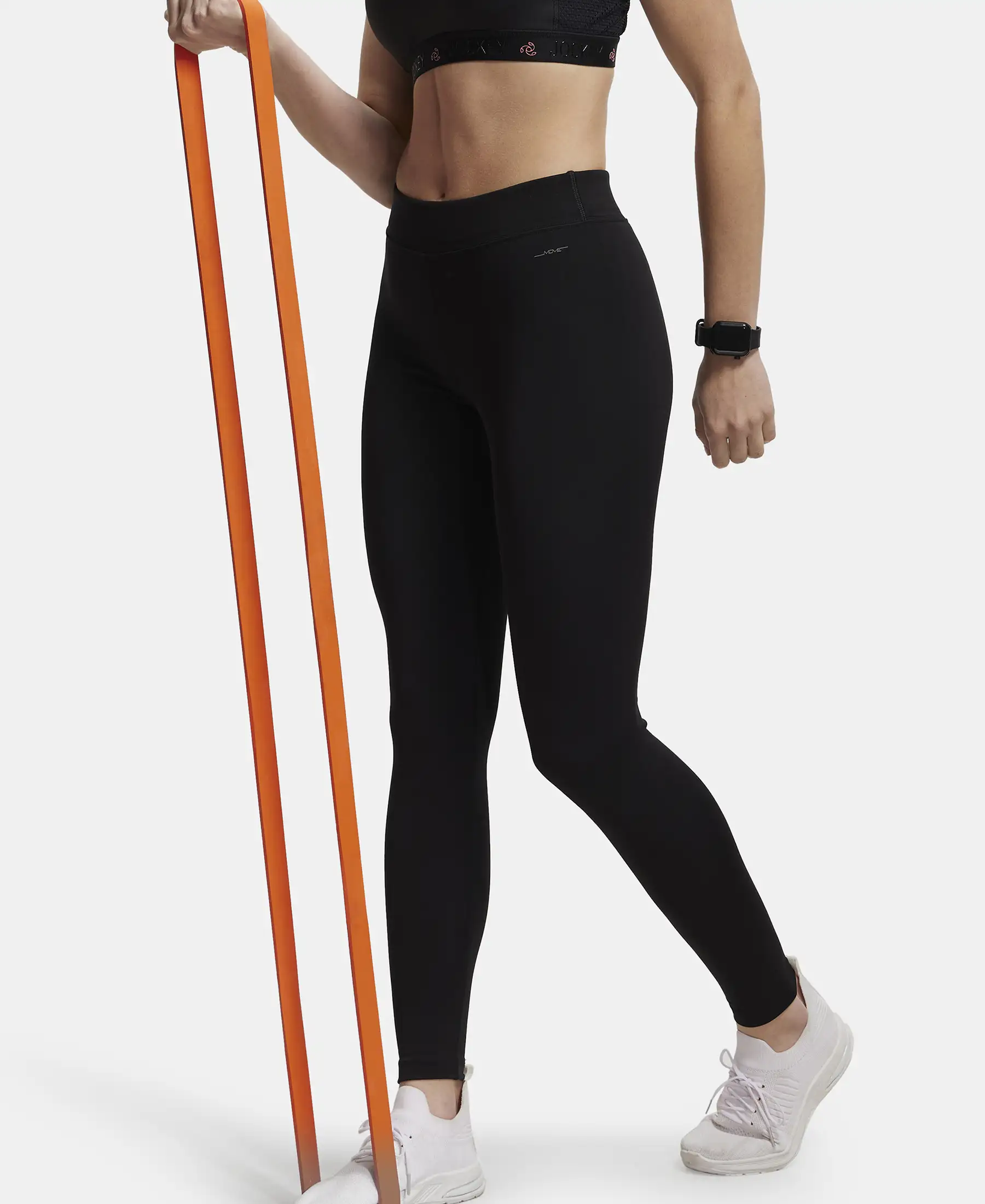 Microfiber Elastane Stretch Performance Leggings with Elasticated Waistband - Black - Image 5