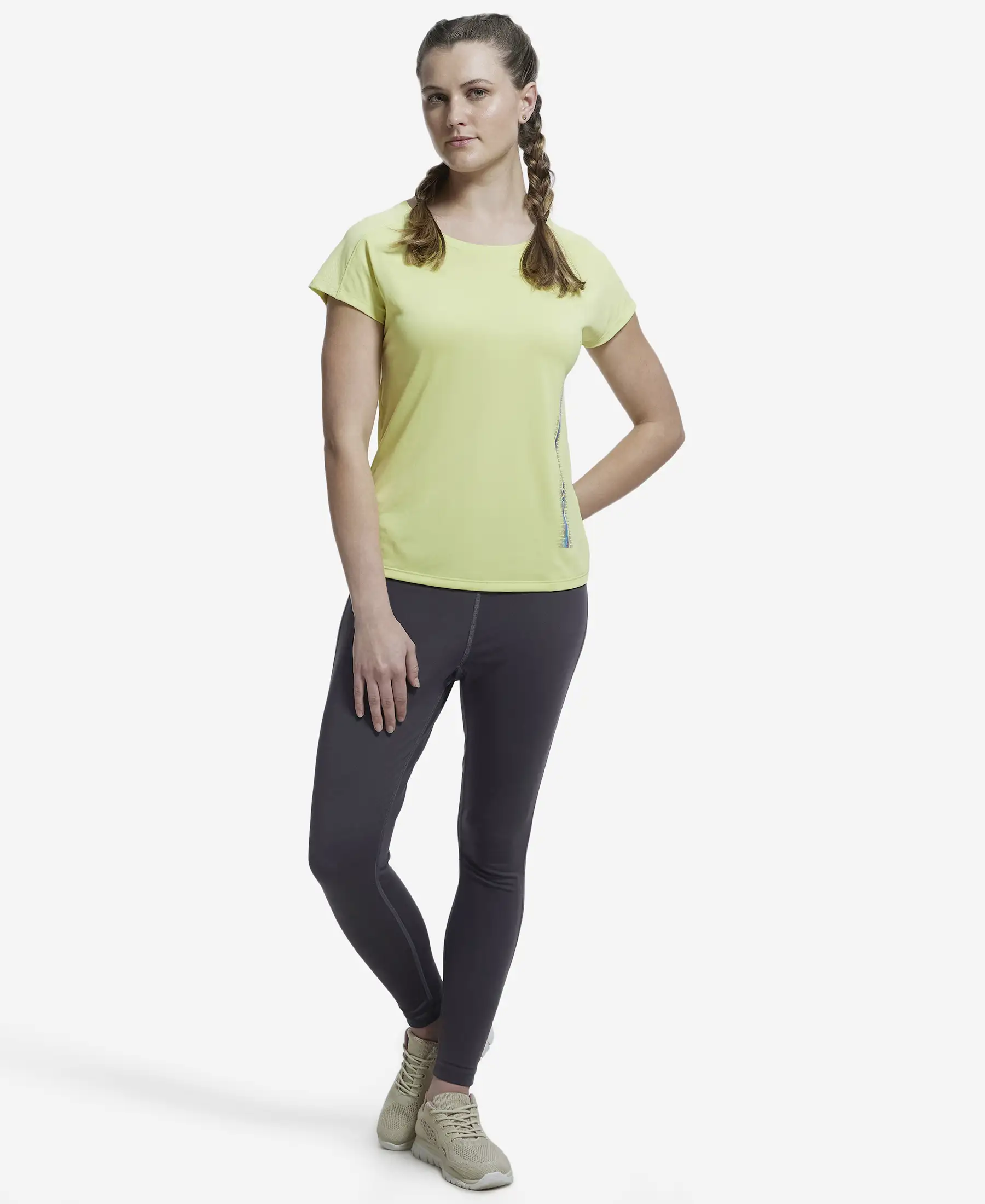 Microfiber Fabric Breathable Mesh Relaxed Fit Graphic Printed Round Neck Half Sleeve T-Shirt - Daiquiri Green - Image 4