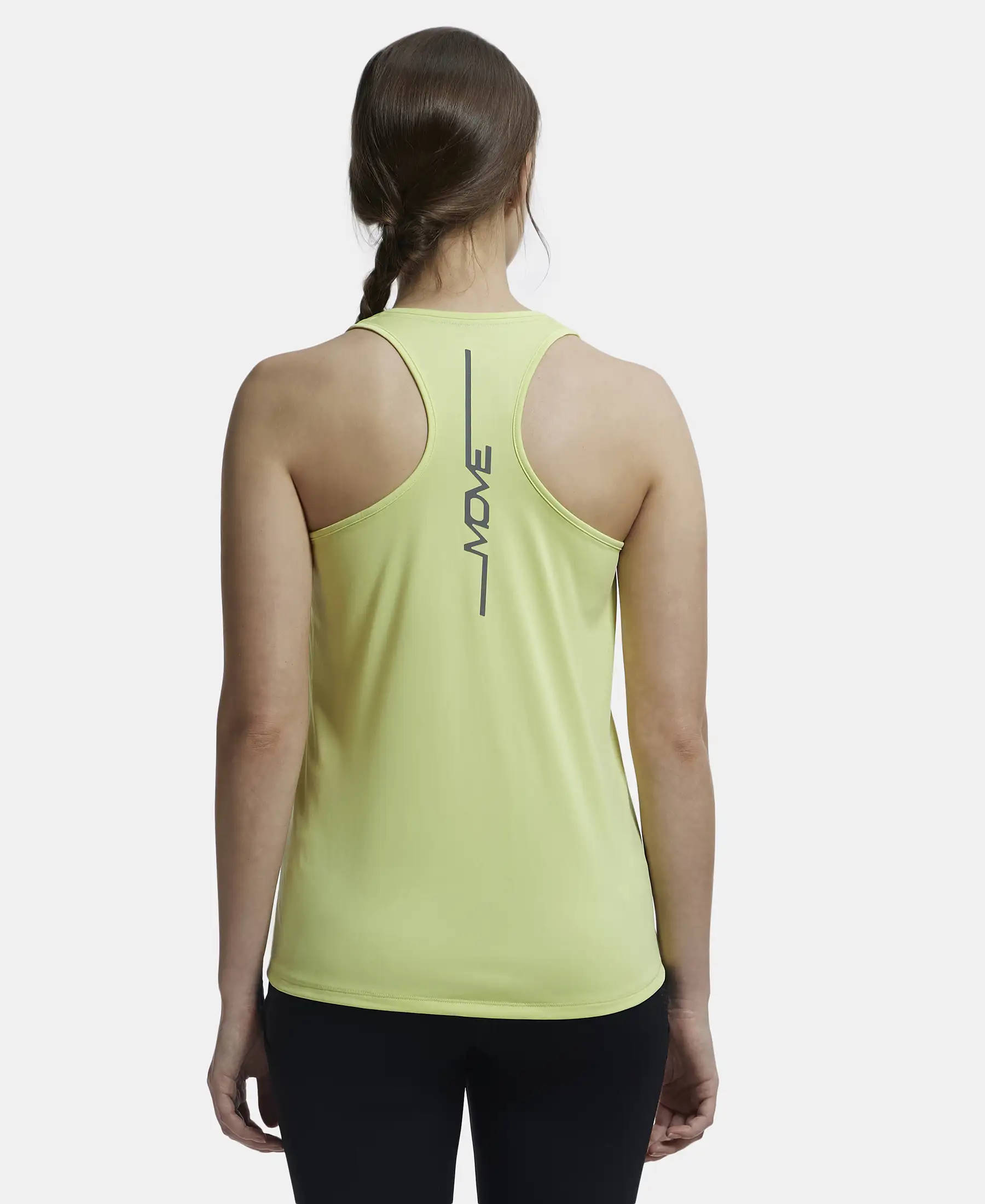 Microfiber Fabric Graphic Printed Racerback Styled Tank Top - Daiquiri Green - Image 3