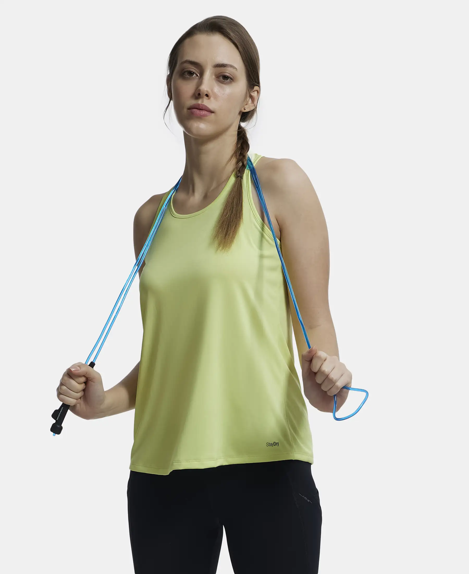 Microfiber Fabric Graphic Printed Racerback Styled Tank Top - Daiquiri Green - Image 5