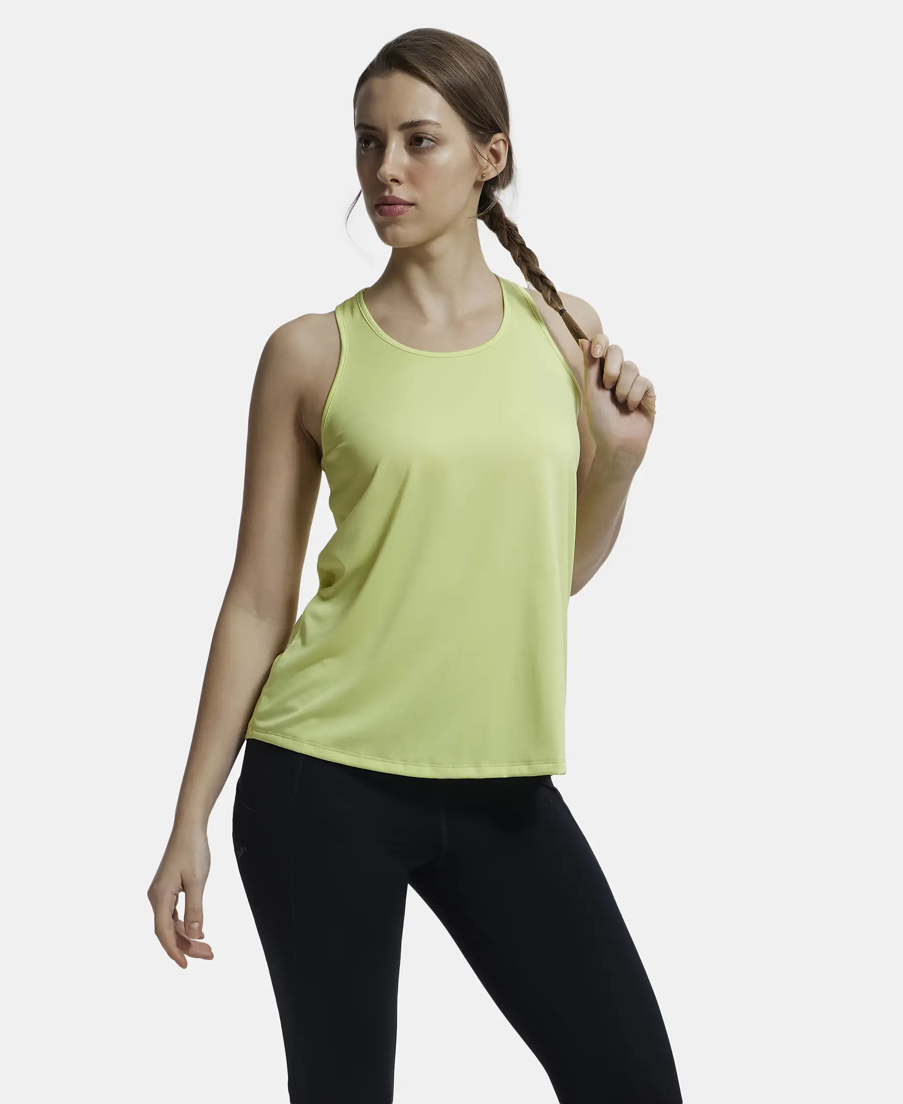 Microfiber Fabric Graphic Printed Racerback Styled Tank Top - Daiquiri Green - Image 6