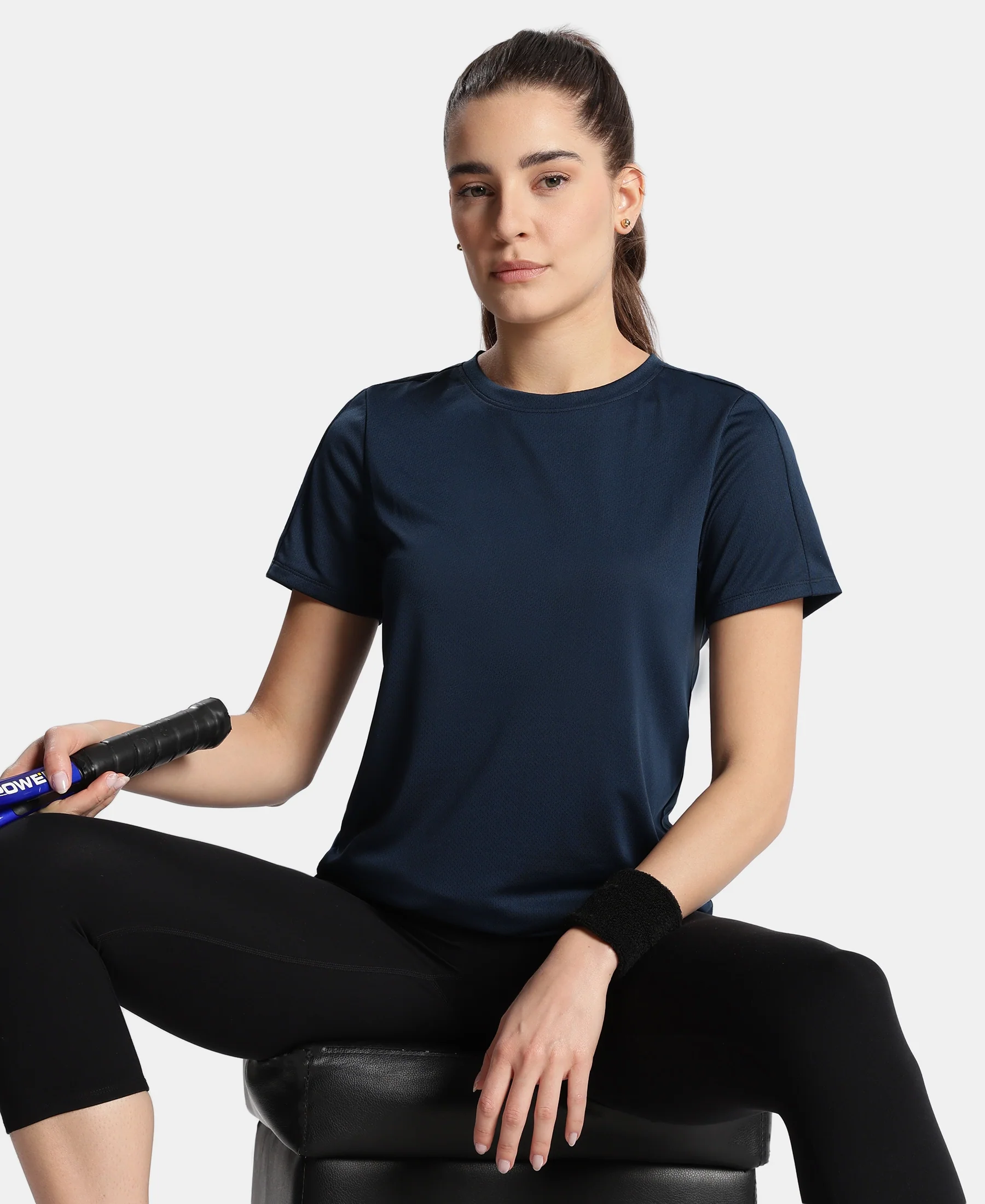 Microfiber Fabric Regular Fit Half Sleeve Breathable Mesh T-Shirt - Cosmic Sapphire - Image 5
