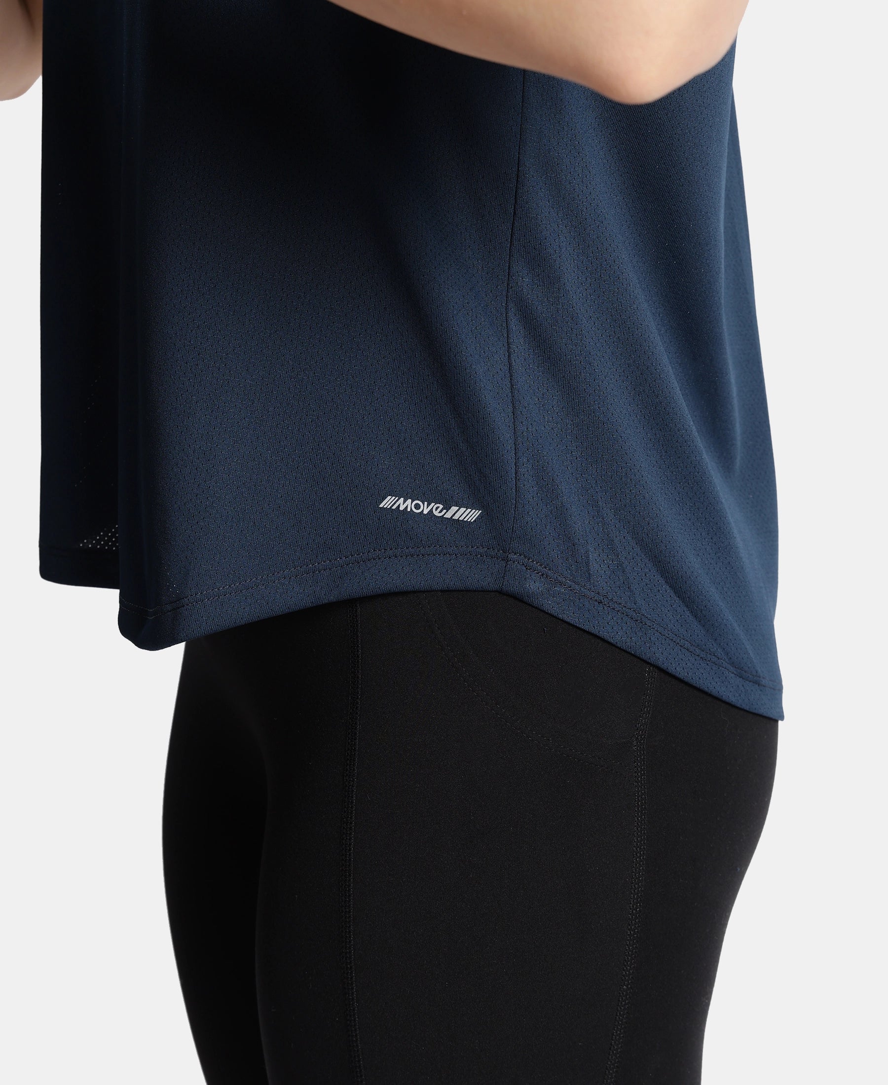 Microfiber Fabric Regular Fit Half Sleeve Breathable Mesh T-Shirt - Cosmic Sapphire - Image 8