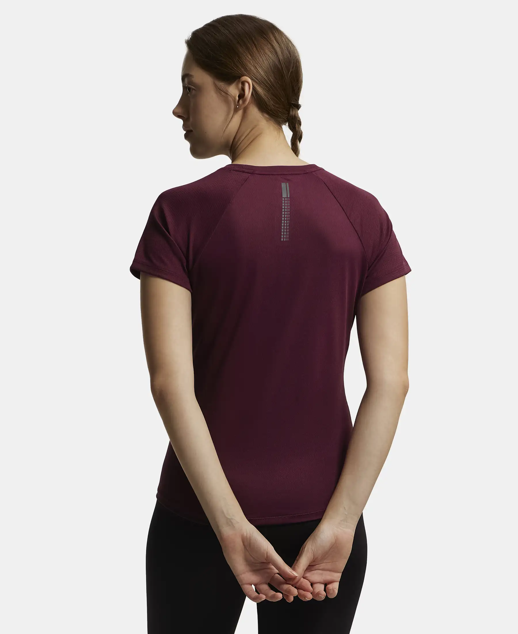 Microfiber Fabric Relaxed Fit Half Sleeve Breathable Mesh T-Shirt - Grape Wine - Image 3