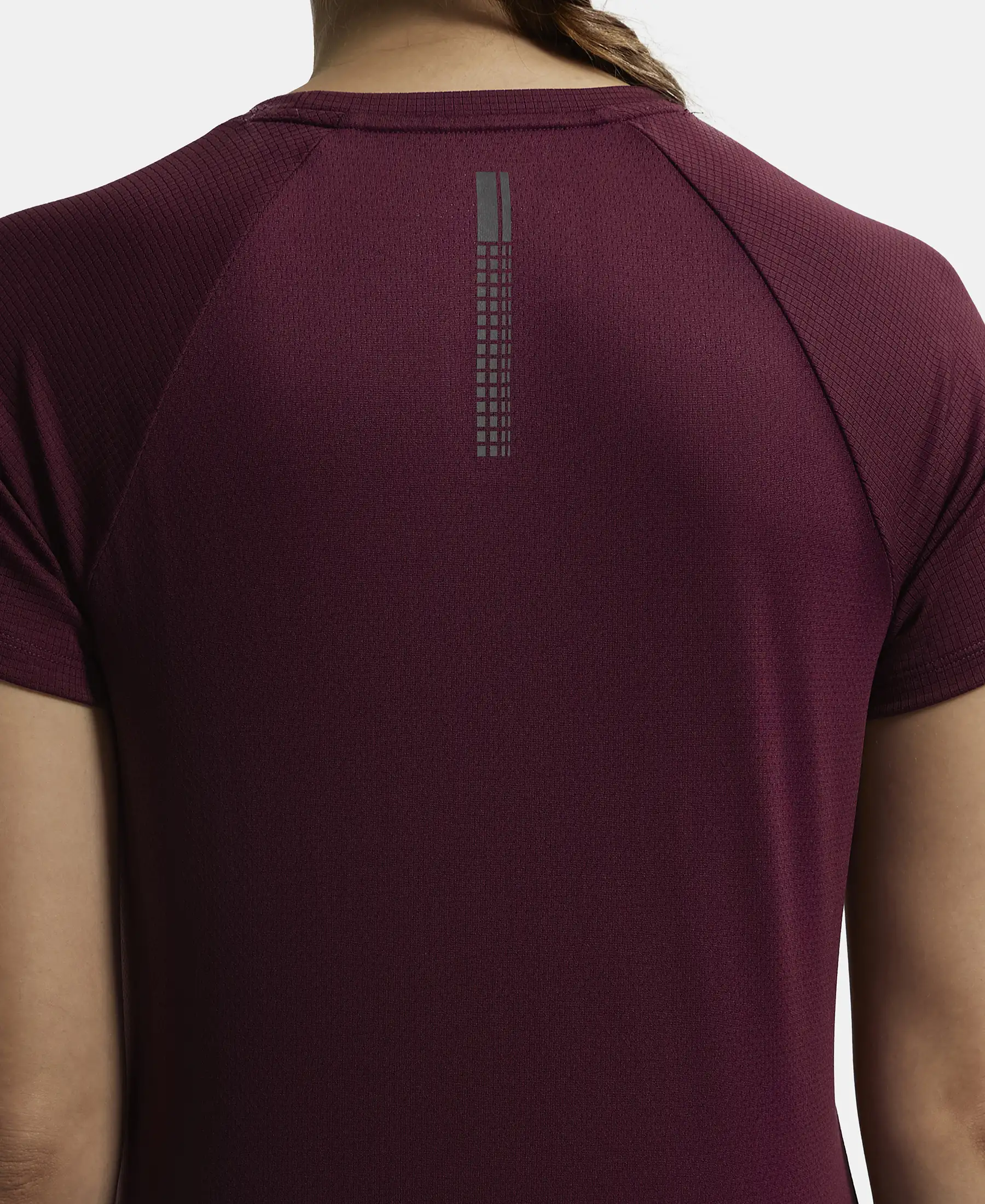 Microfiber Fabric Relaxed Fit Half Sleeve Breathable Mesh T-Shirt - Grape Wine - Image 7