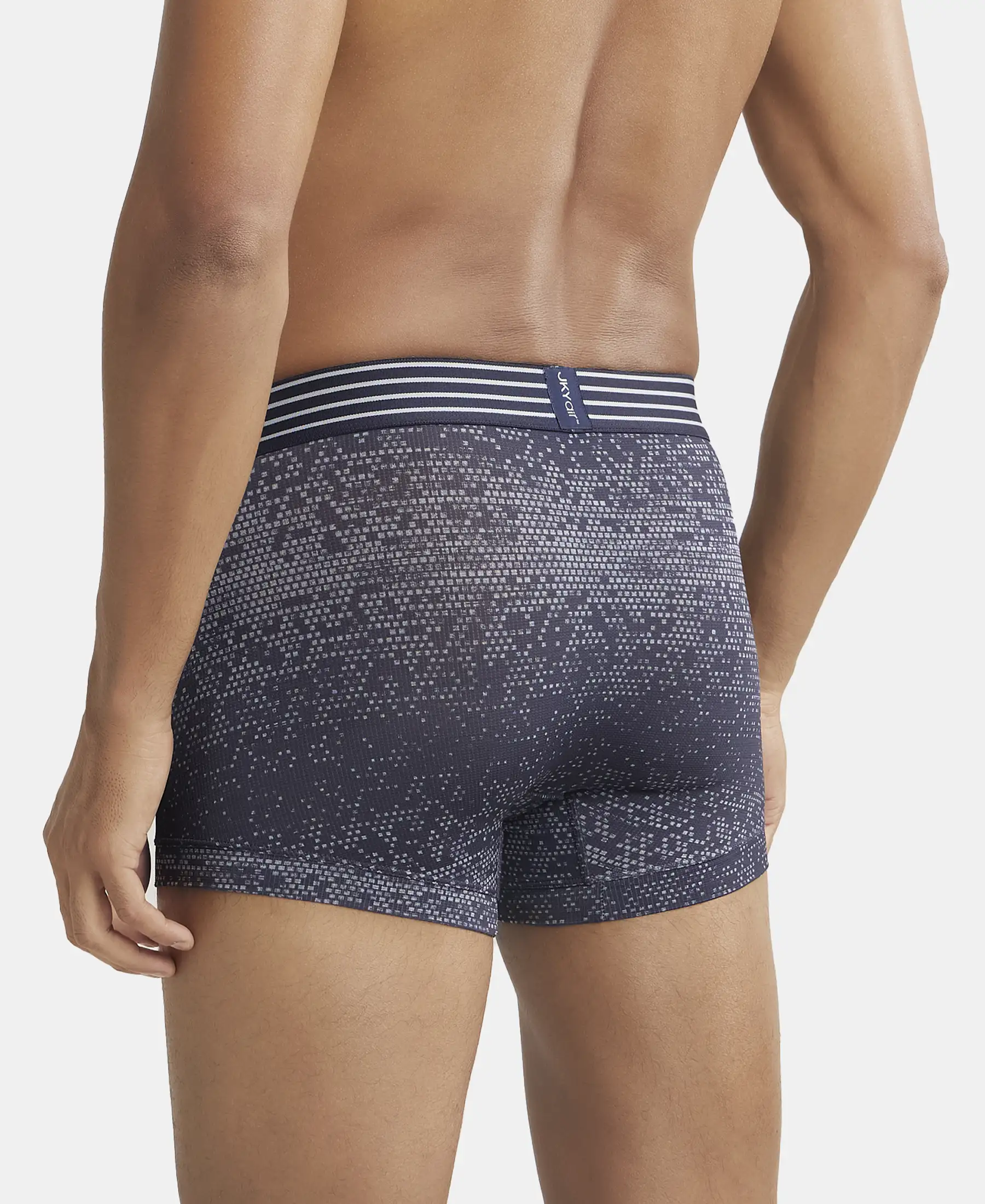 Microfiber Mesh Elastane Stretch Printed Performance Trunk with StayDry Technology - True Navy - Image 3