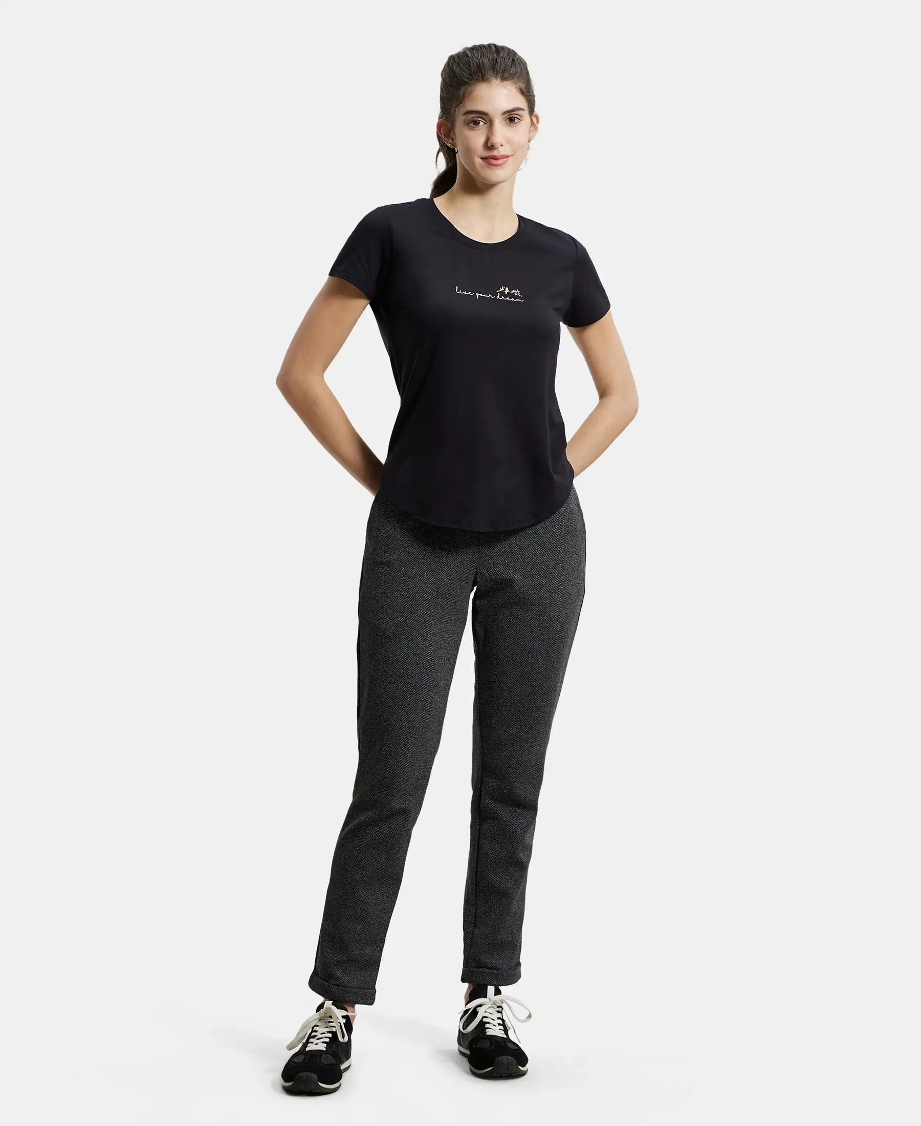 Rayon Polyester Elastane Stretch Slim Fit All Day Pants with Side Pockets - Black - Image 4