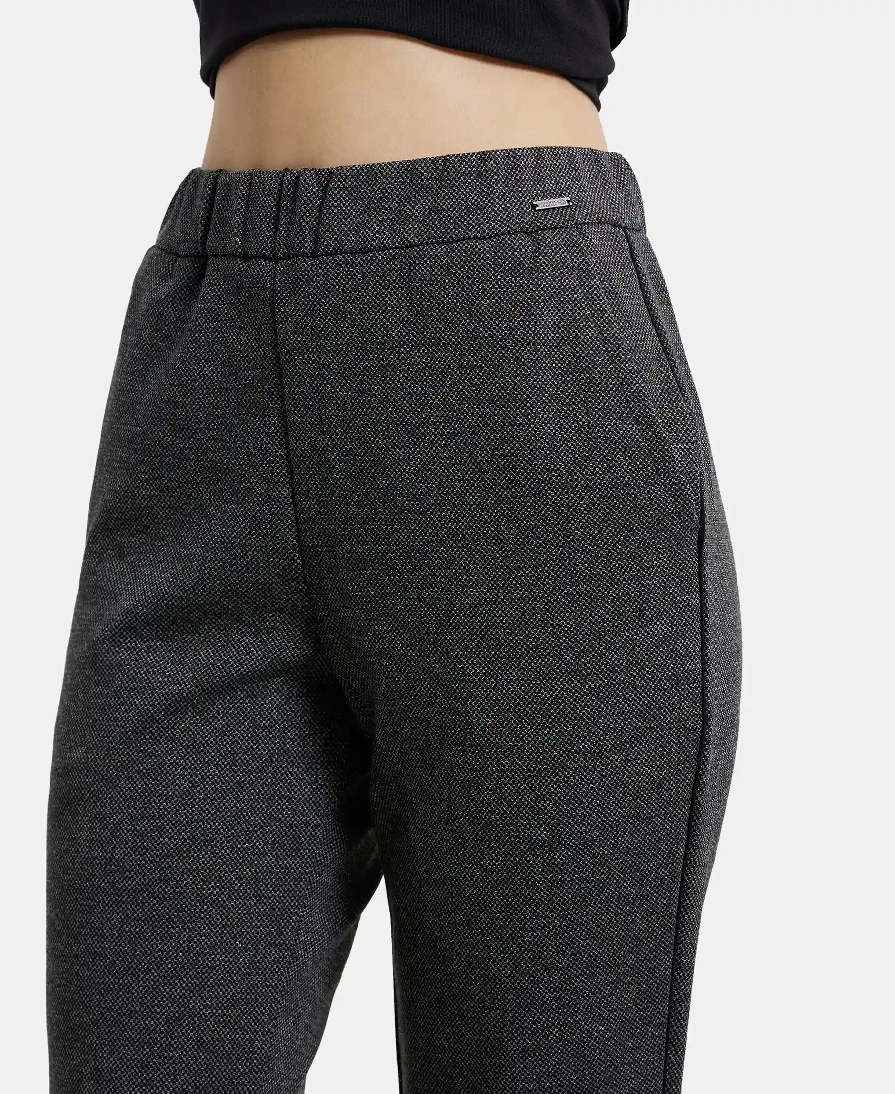 Rayon Polyester Elastane Stretch Slim Fit All Day Pants with Side Pockets - Black - Image 6