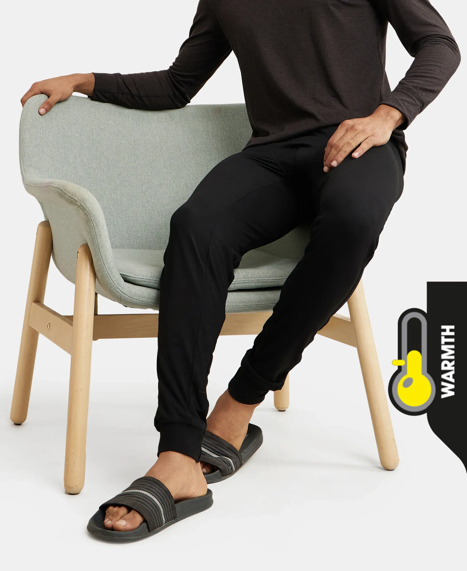 Warmth Soft Touch Microfiber Elastane Stretch Thermal Long Johns with StayWarm Technology - Black - Image 5