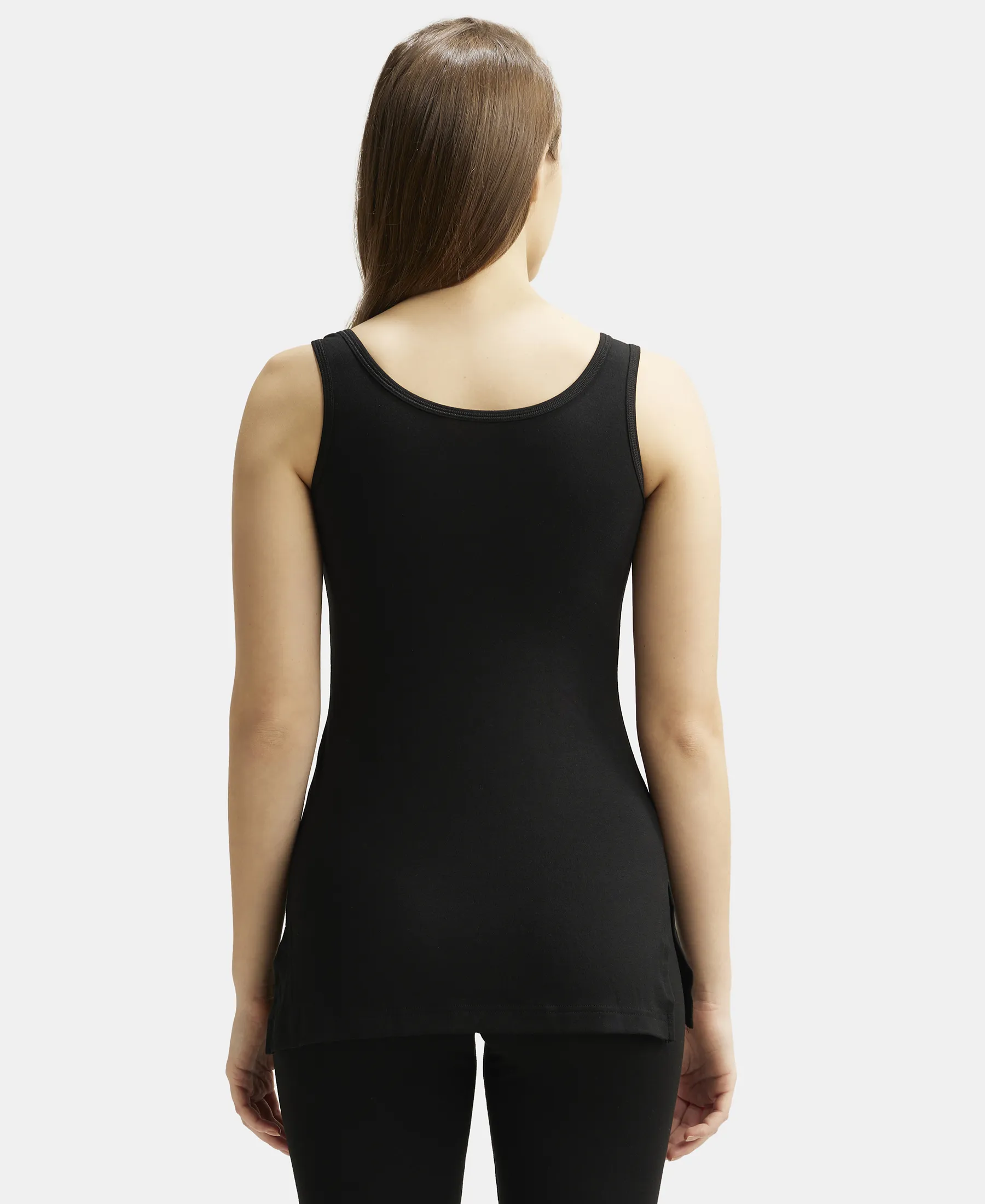 Soft Touch Microfiber Elastane Stretch Thermal Tank Top with StayWarm Technology - Black - Image 3