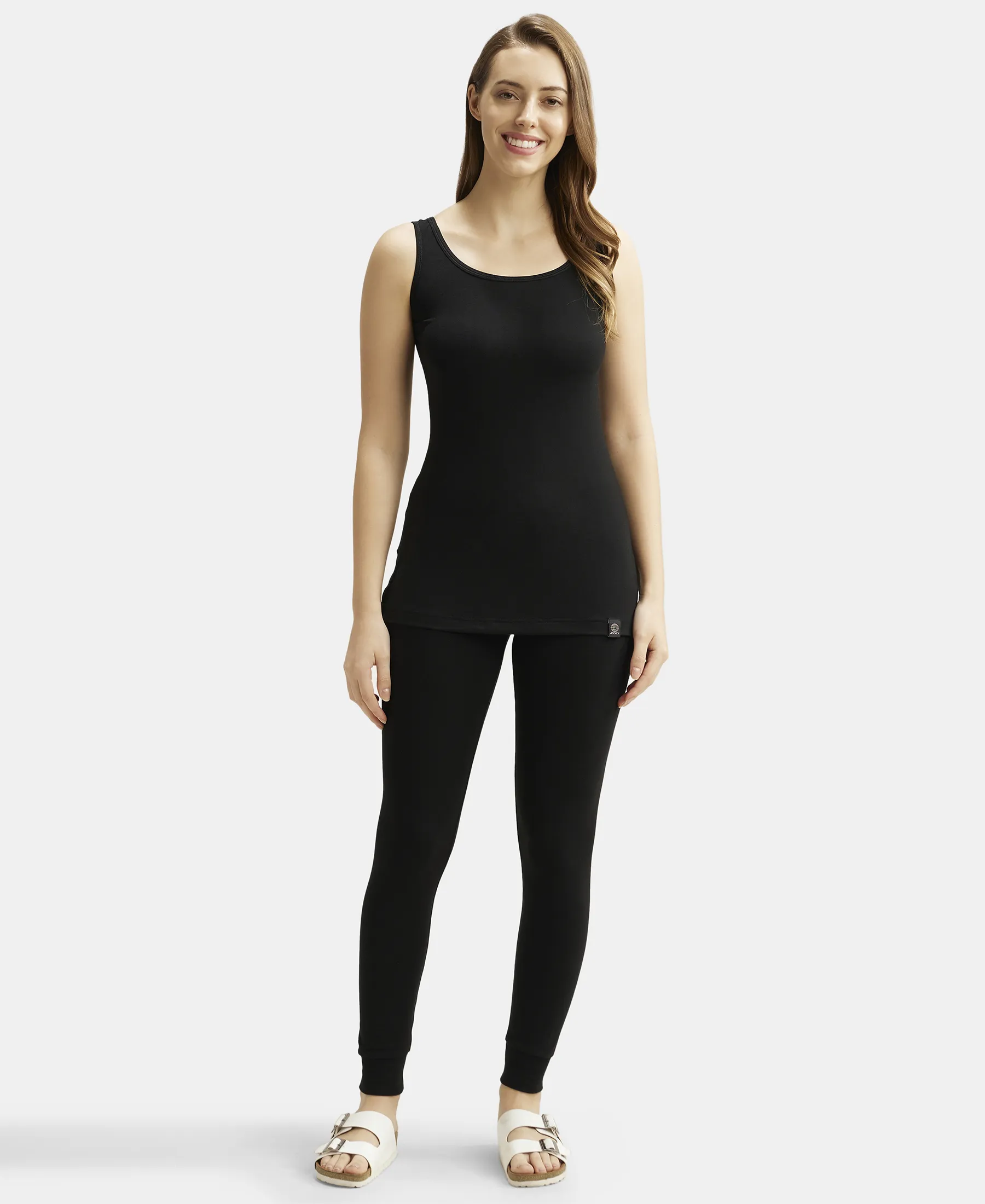 Soft Touch Microfiber Elastane Stretch Thermal Tank Top with StayWarm Technology - Black - Image 4