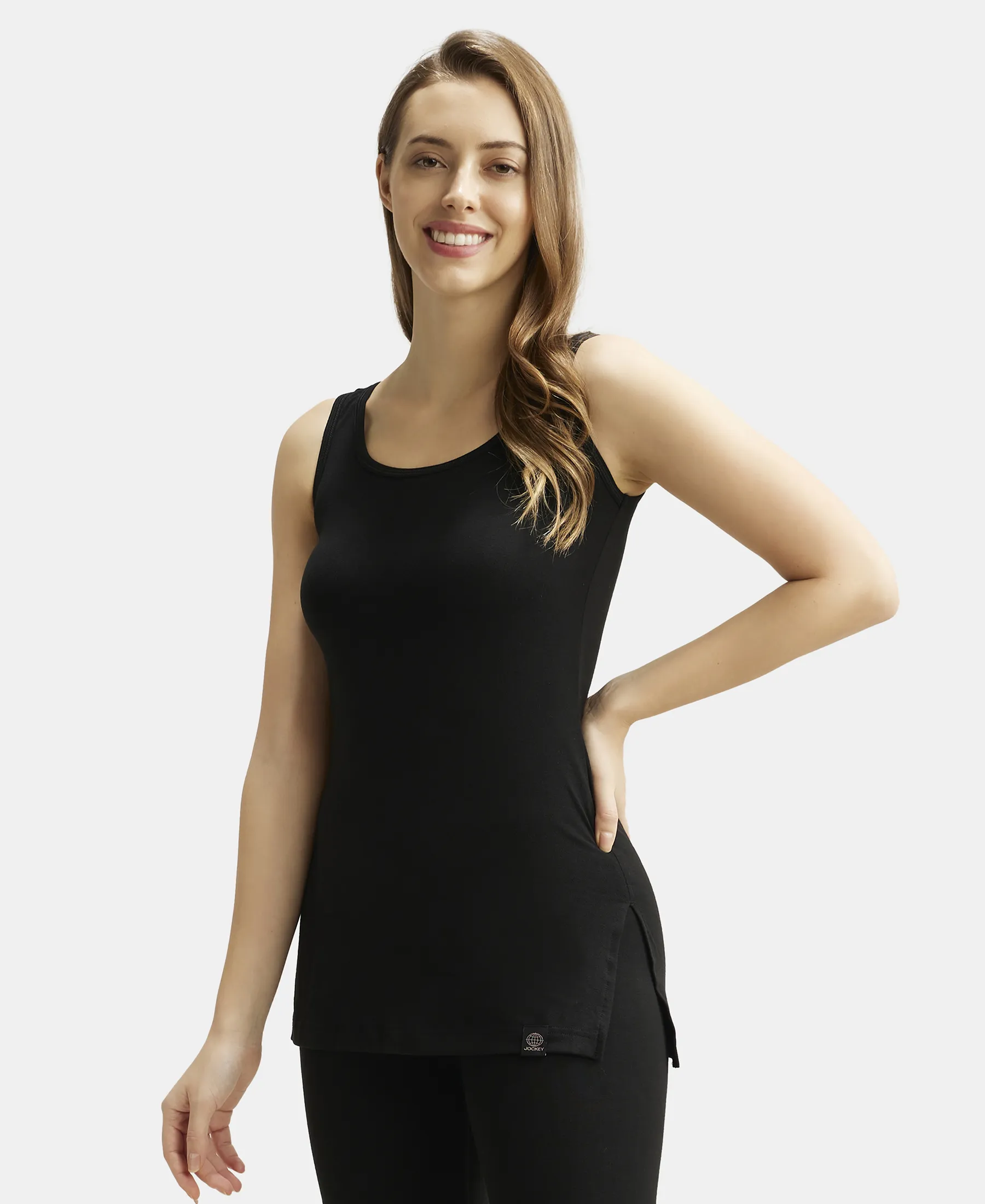 Soft Touch Microfiber Elastane Stretch Thermal Tank Top with StayWarm Technology - Black - Image 5