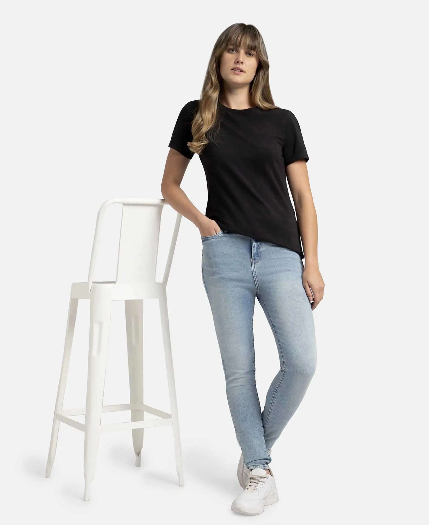 Super Combed Cotton Elastane Stretch Regular Fit Solid Round Neck Half Sleeve T-Shirt - Black - Image 6