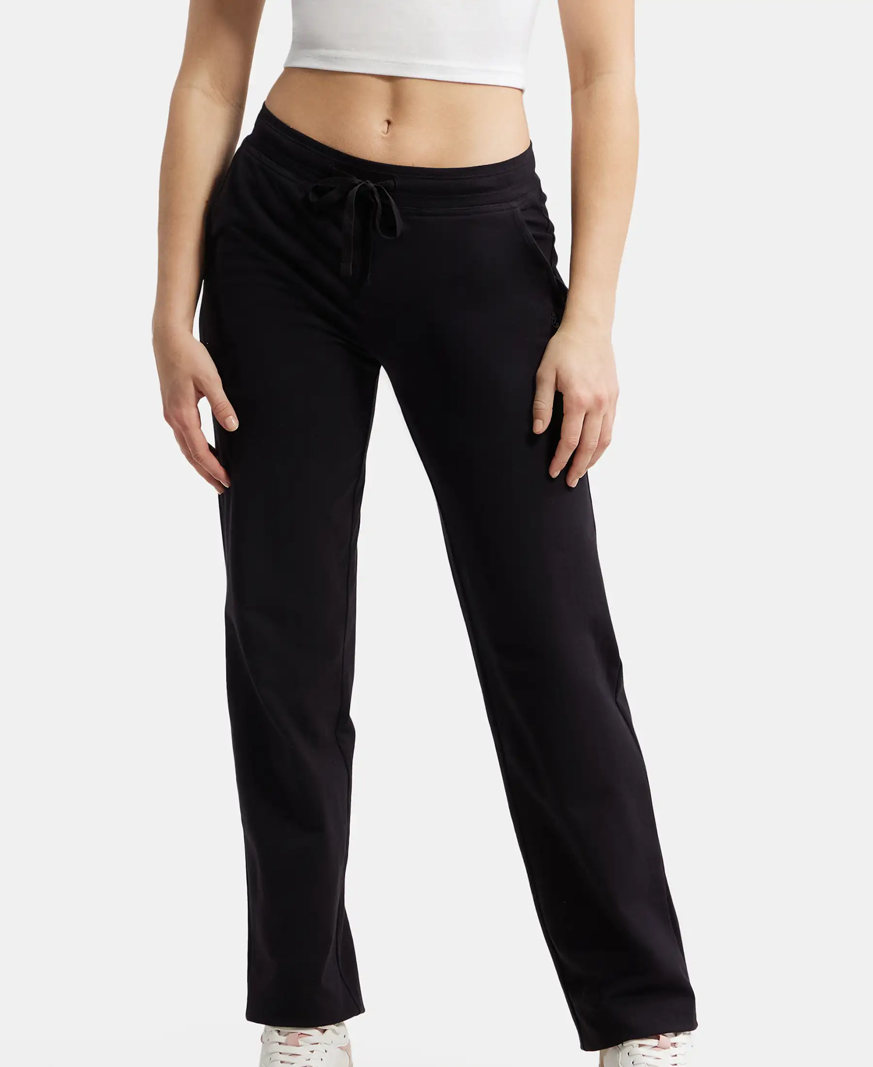 Super Combed Cotton Elastane Stretch Relaxed Fit Trackpants With Side Pockets - Black - Image 5