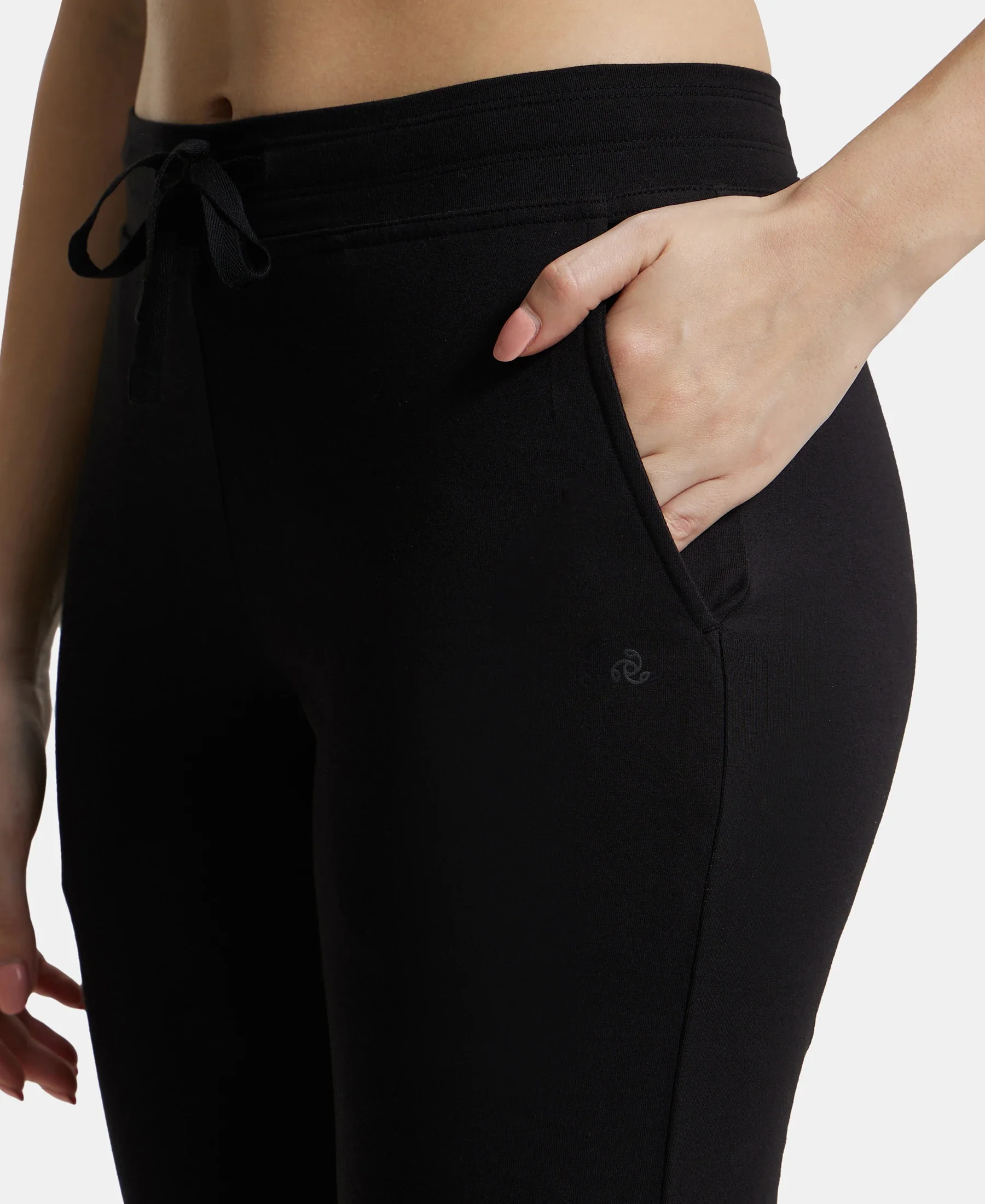 Super Combed Cotton Elastane Stretch Slim Fit Trackpants With Side Pockets - Black - Image 7