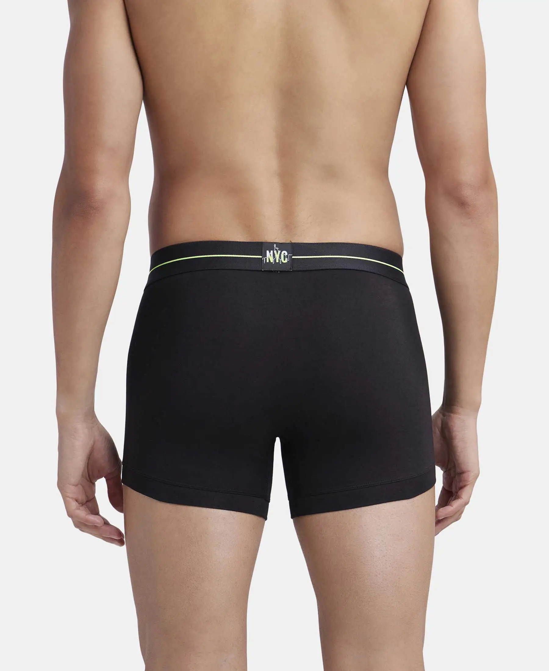 Super Combed Cotton Elastane Stretch Solid Trunk with Ultrasoft Waistband - Black - Image 3