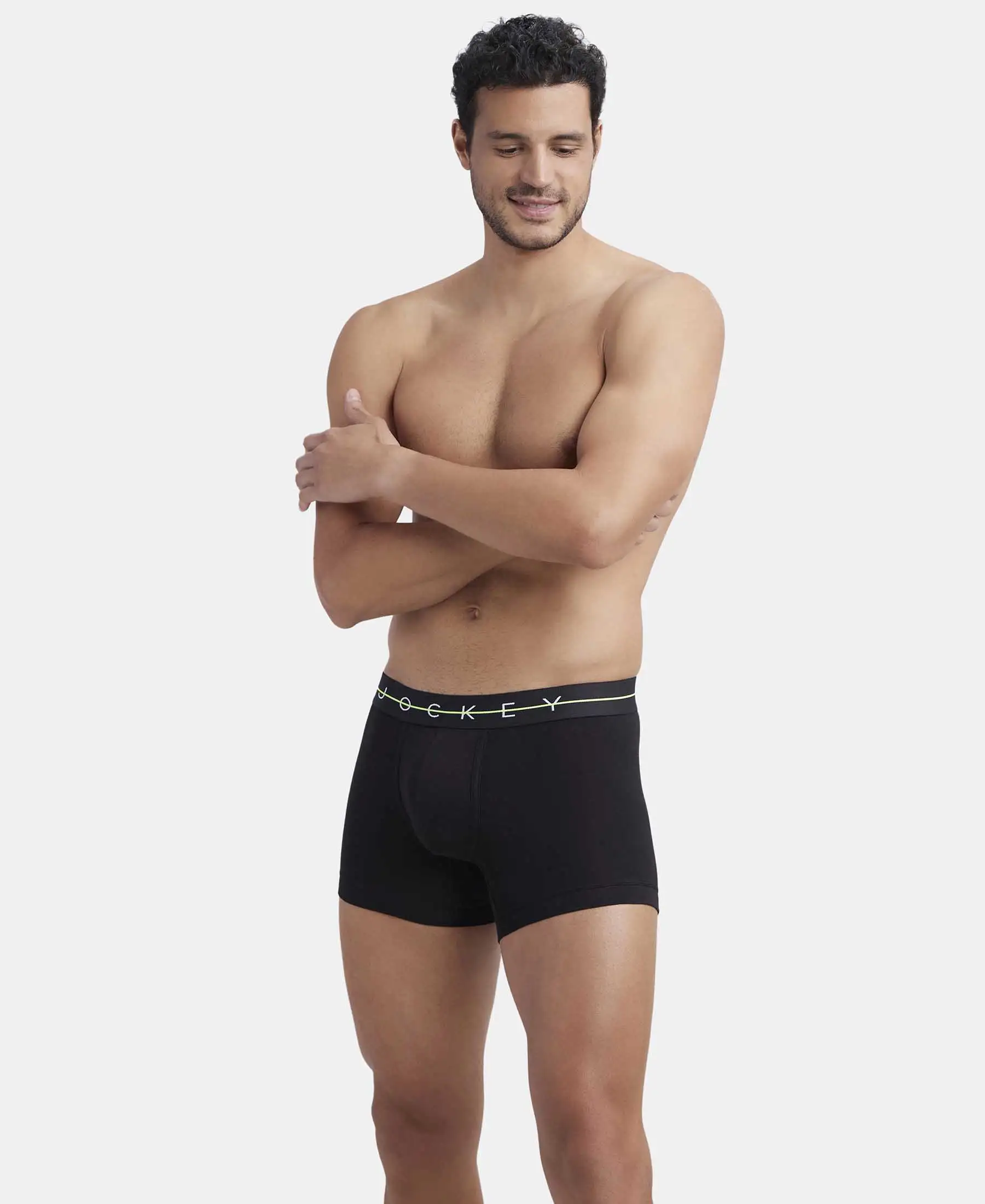 Super Combed Cotton Elastane Stretch Solid Trunk with Ultrasoft Waistband - Black - Image 5