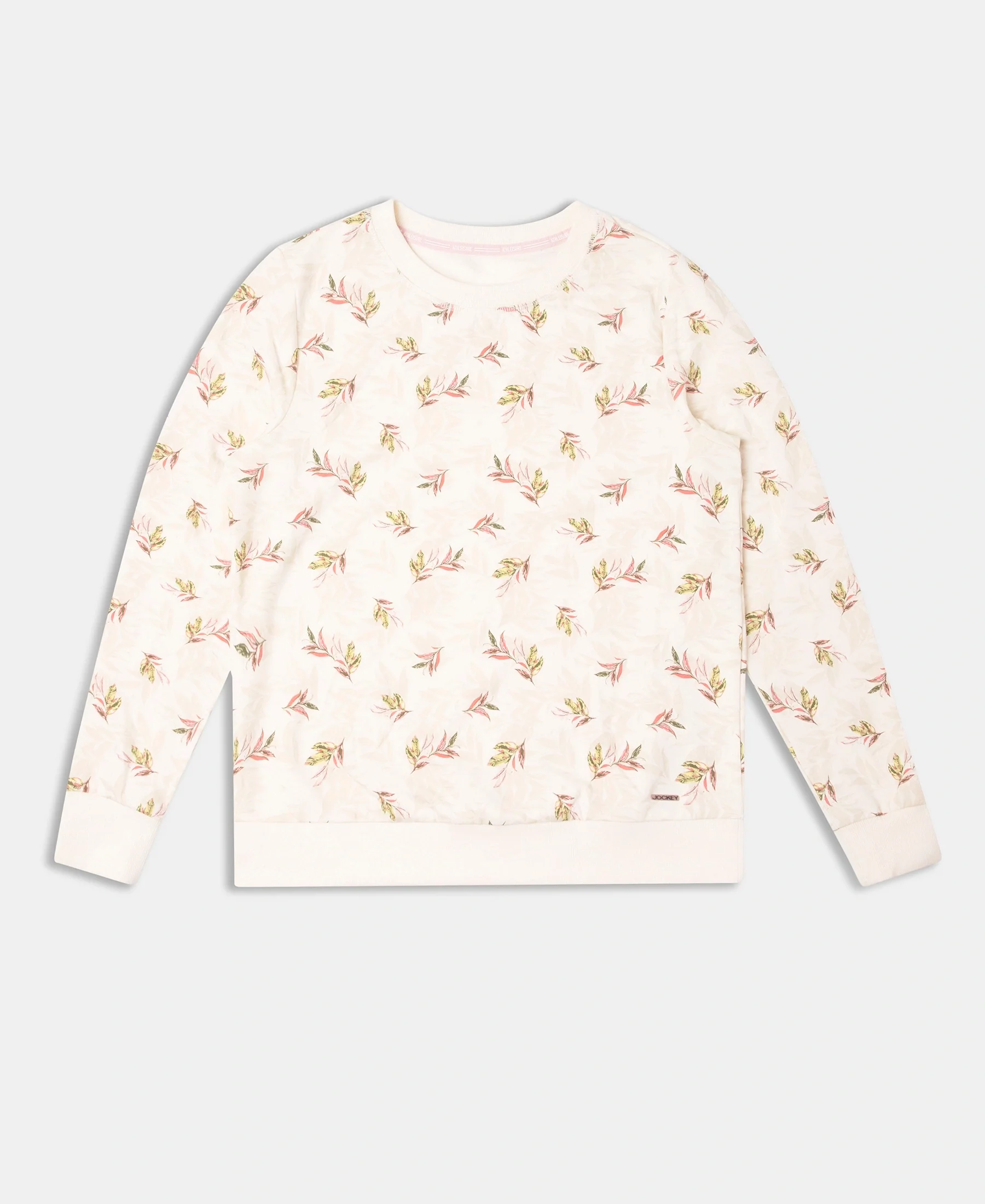 Super Combed Cotton Elastane Stretch French Terry Fabric Printed Sweatshirt with Ribbed Cuffs - Antique White - Image 7