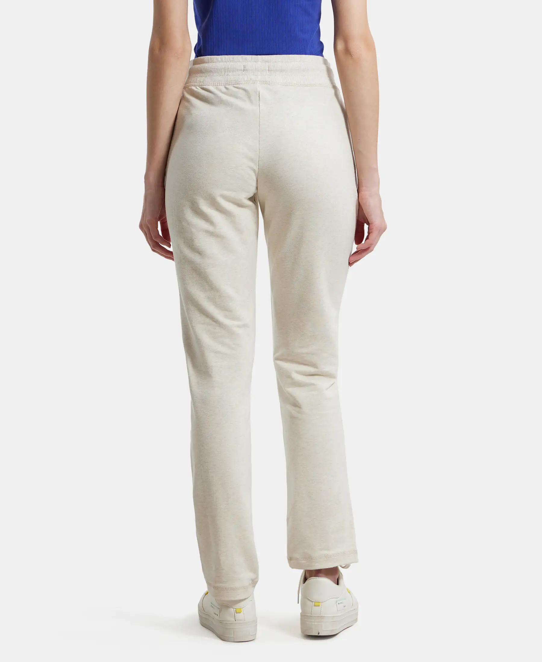 Super Combed Cotton French Terry Track Pant with Side Pockets - Cream Melange - Image 3
