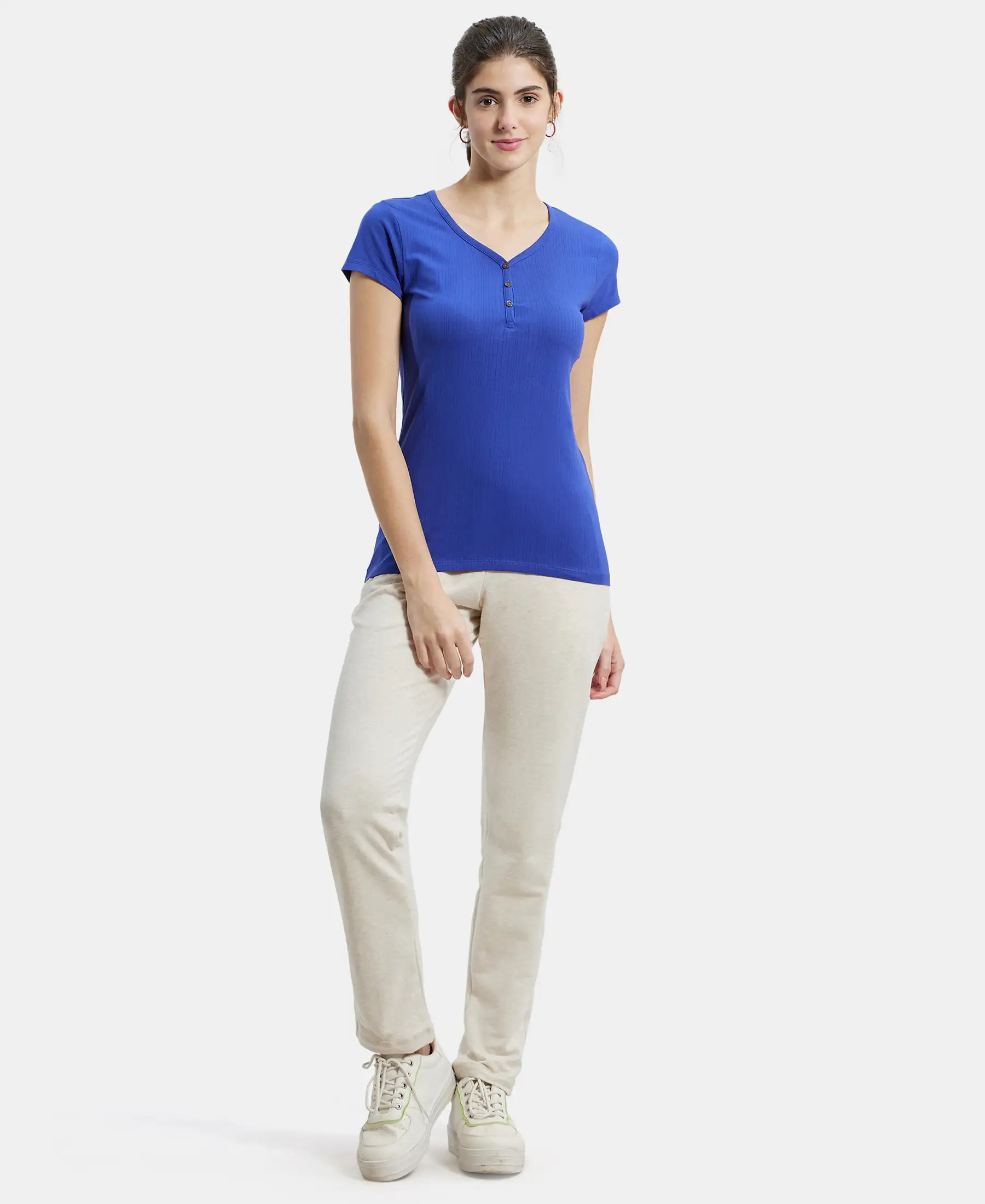 Super Combed Cotton French Terry Track Pant with Side Pockets - Cream Melange - Image 4