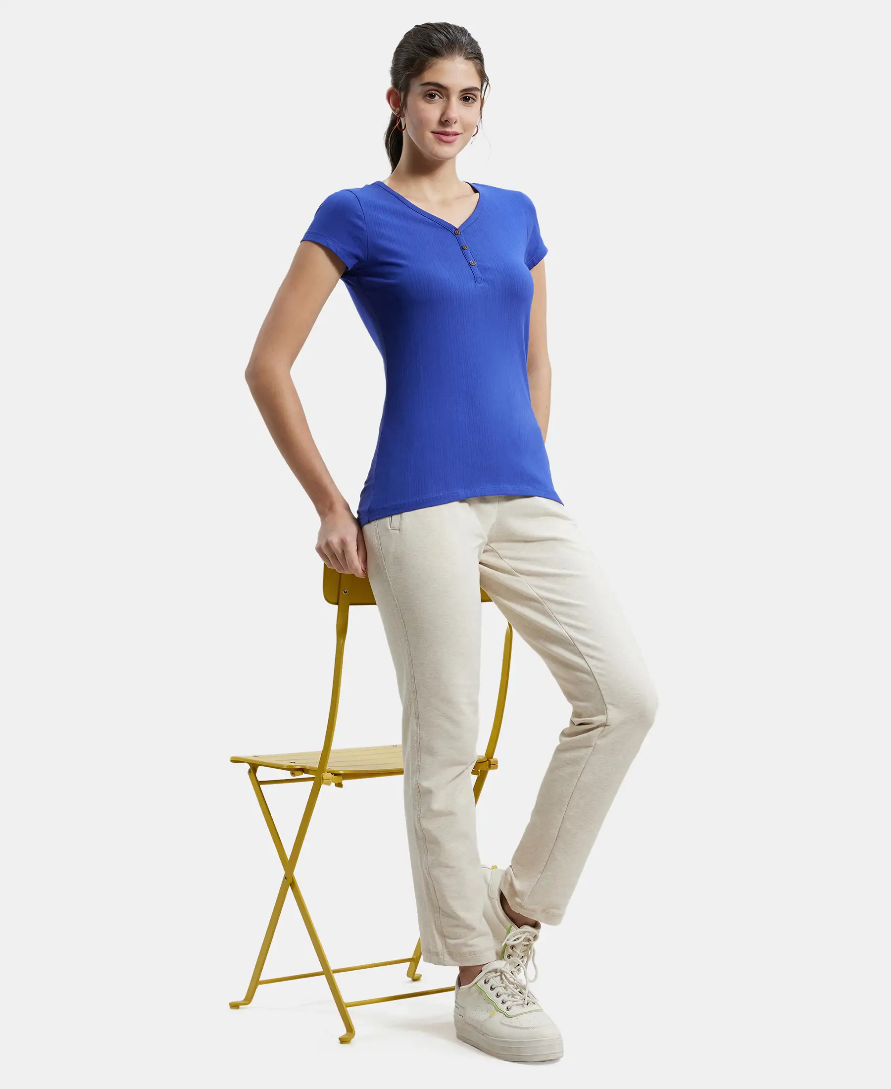 Super Combed Cotton French Terry Track Pant with Side Pockets - Cream Melange - Image 6