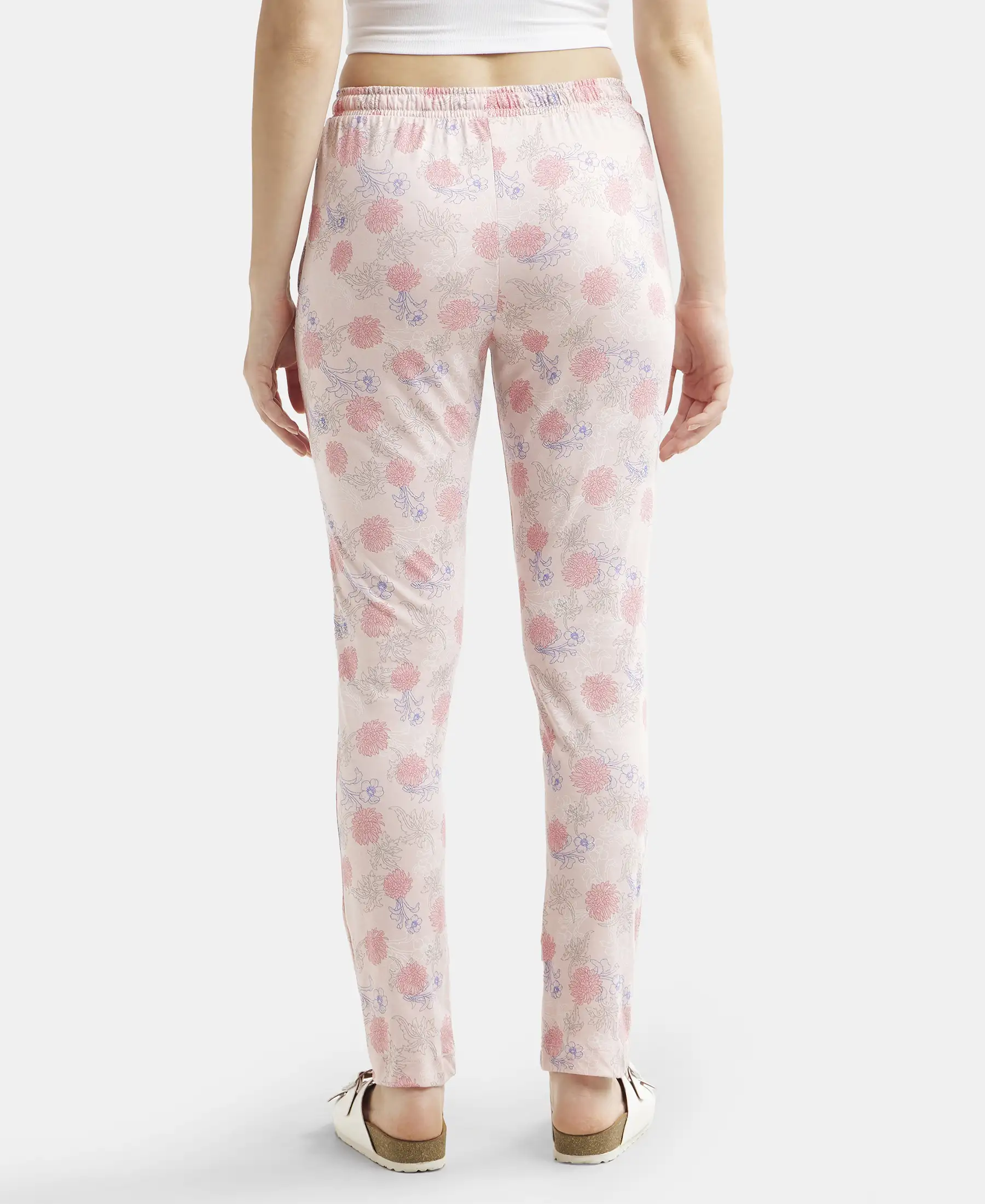 Super Combed Cotton Relaxed Fit Printed Pyjama with Side Pockets - Orchid Pink - Image 3