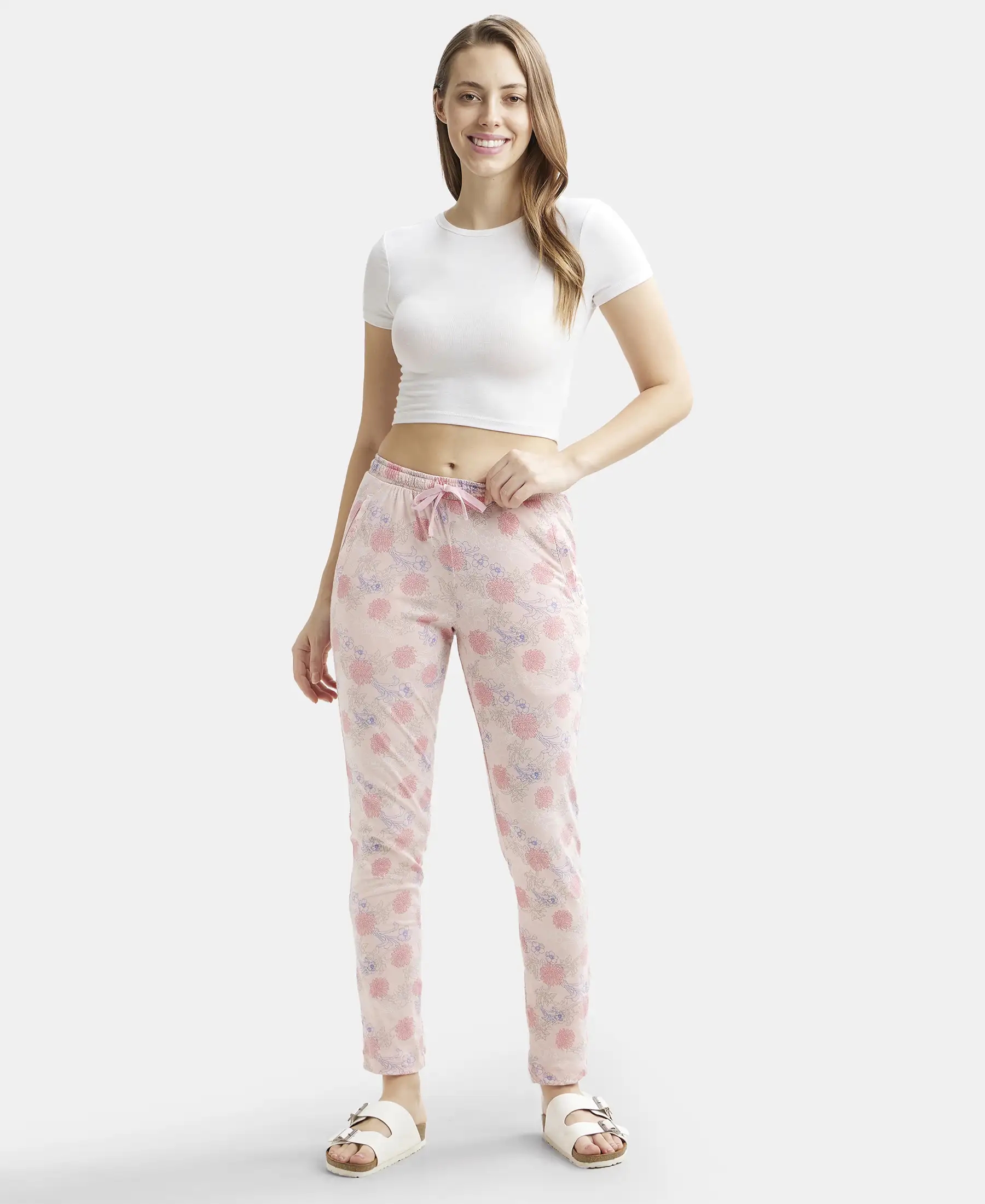 Super Combed Cotton Relaxed Fit Printed Pyjama with Side Pockets - Orchid Pink - Image 4