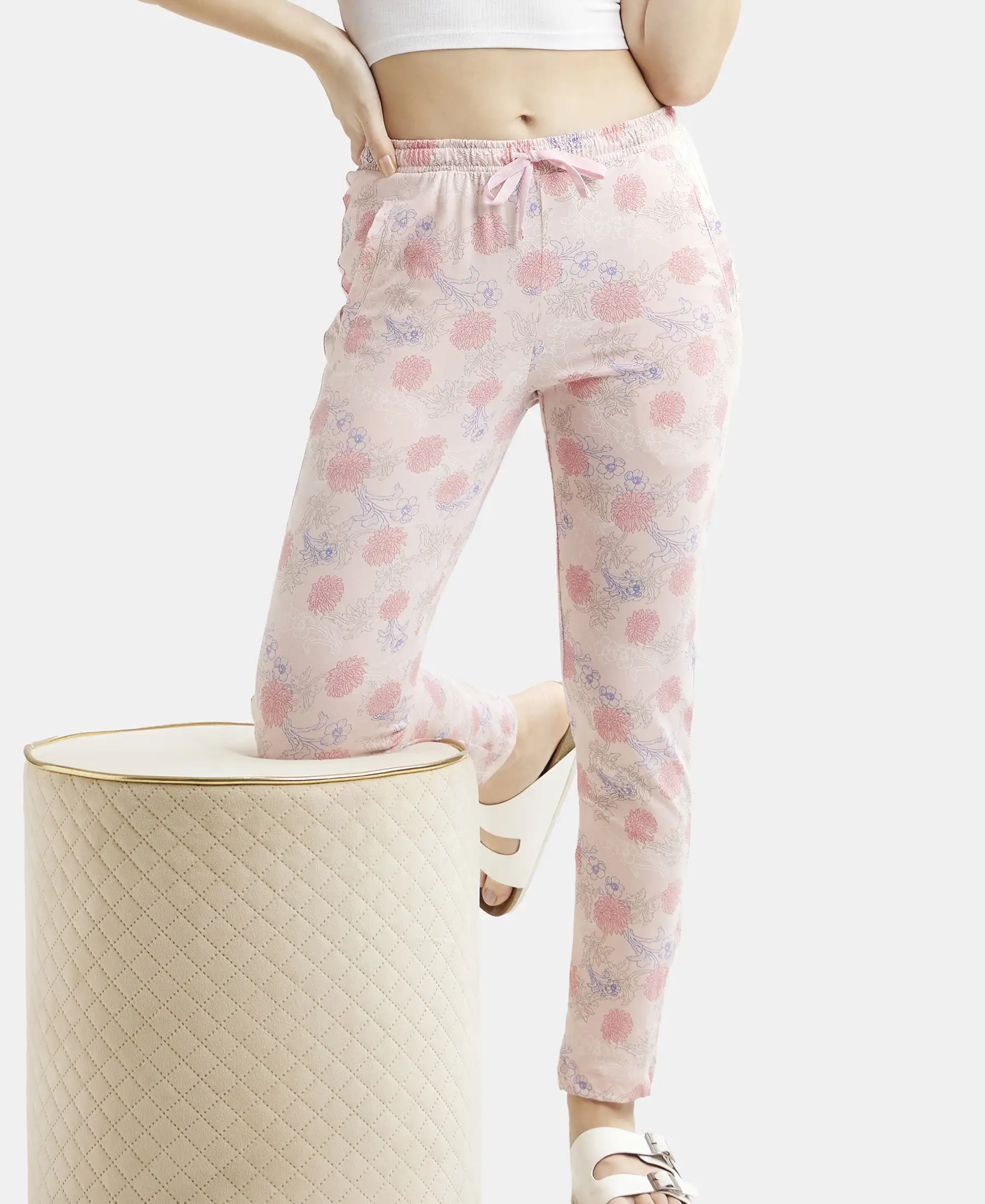 Super Combed Cotton Relaxed Fit Printed Pyjama with Side Pockets - Orchid Pink - Image 5