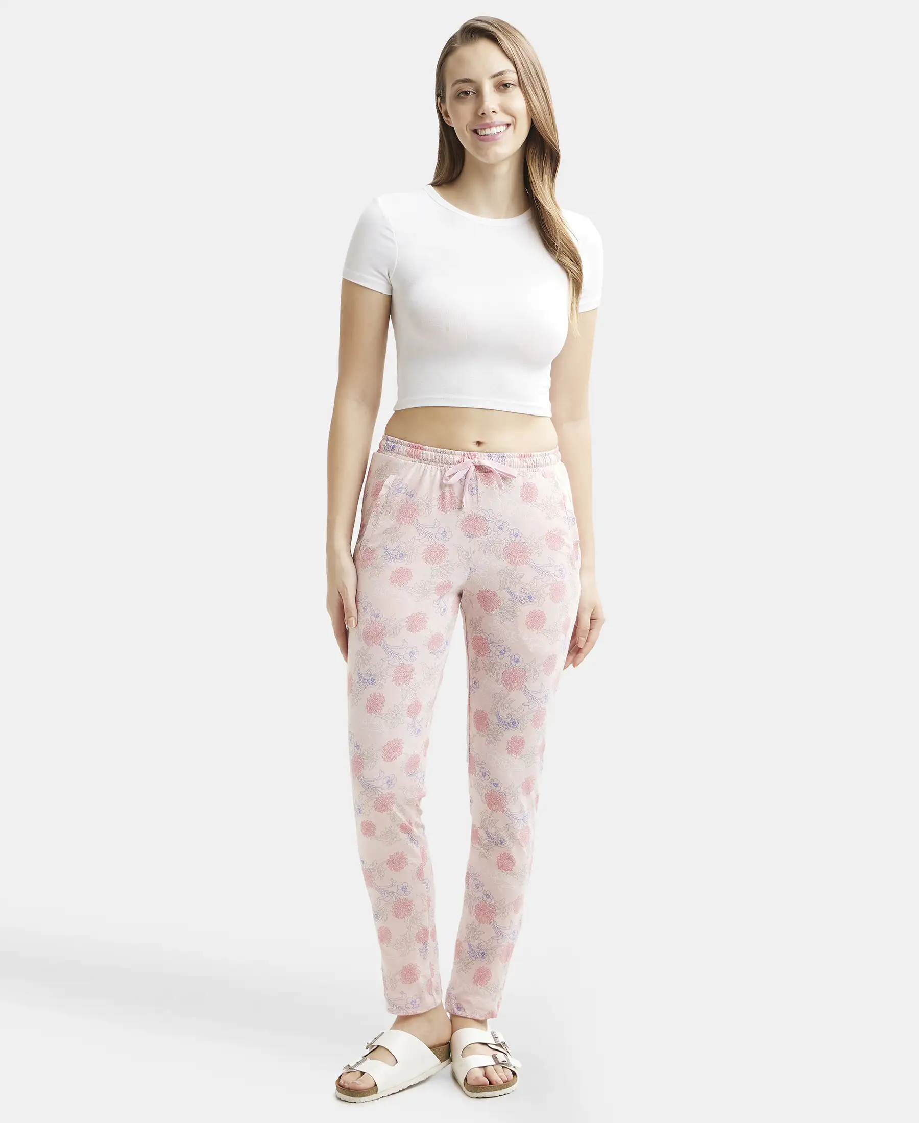 Super Combed Cotton Relaxed Fit Printed Pyjama with Side Pockets - Orchid Pink - Image 6