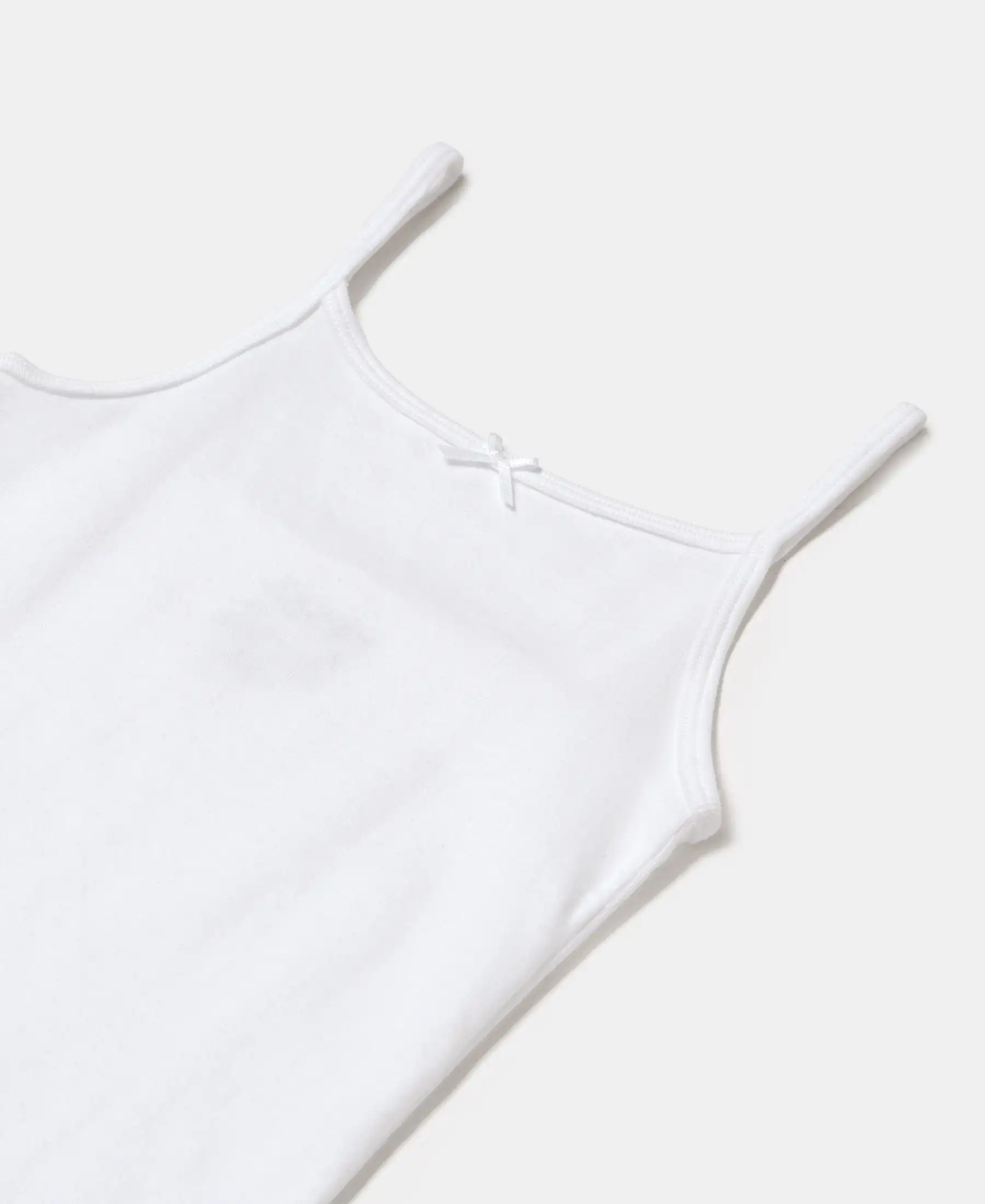 Super Combed Cotton Rib Fabric Camisole with Regular Straps - White - Image 3