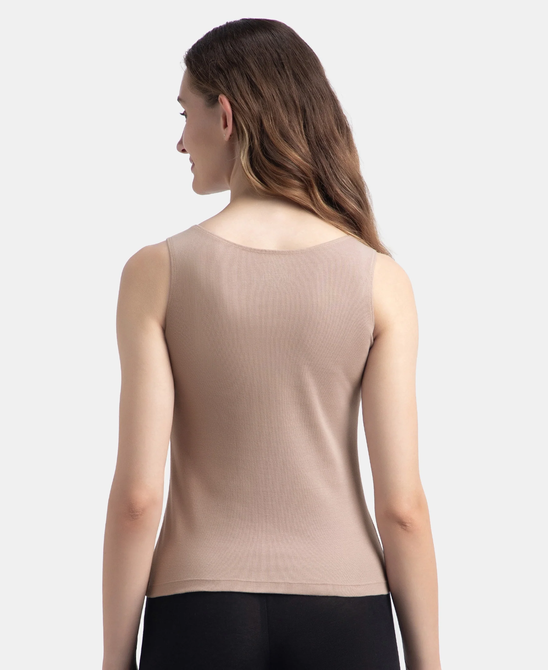Super Combed Cotton Rib Fabric Inner Tank Top With StayFresh Treatment - Mocha - Image 3