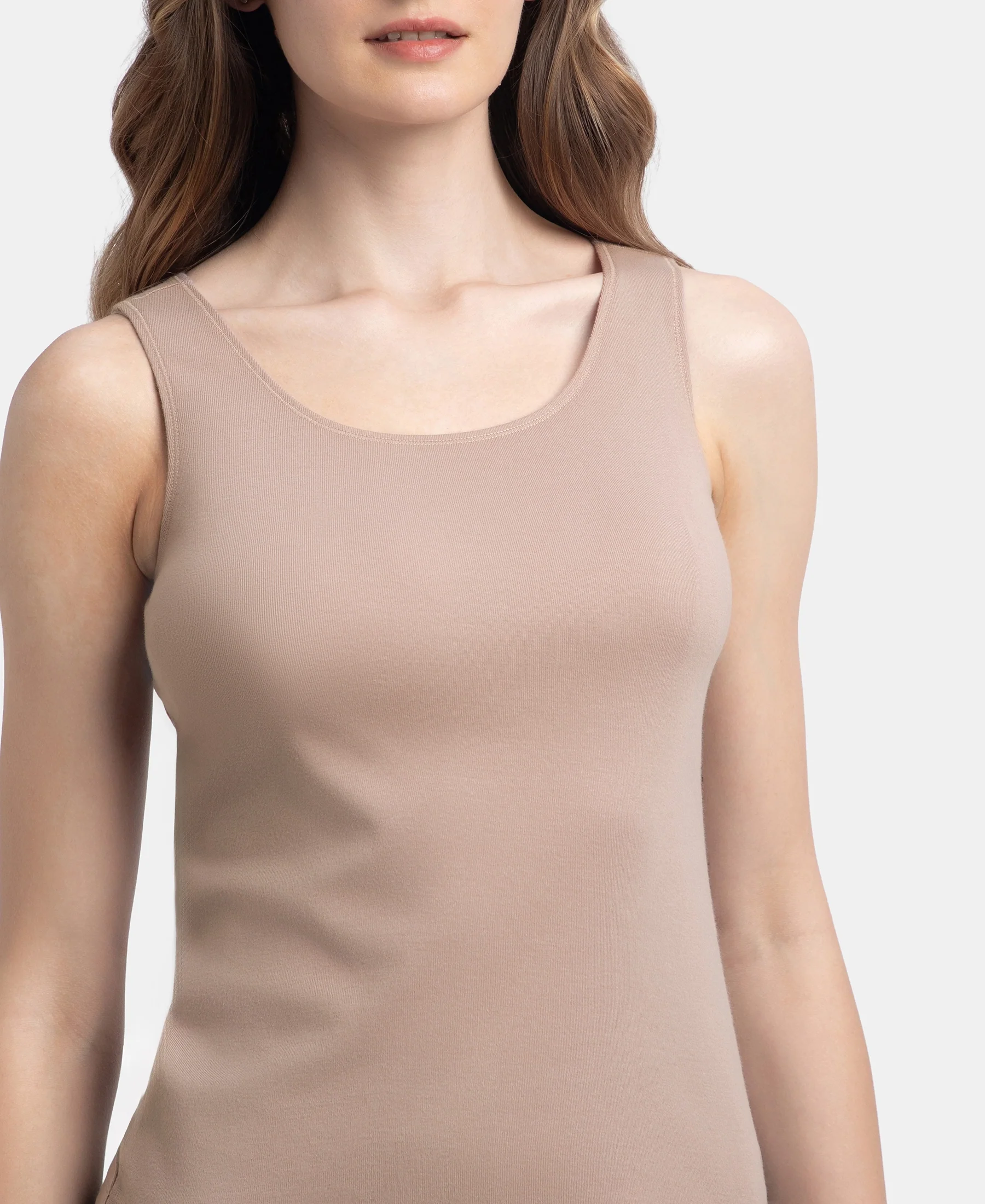 Super Combed Cotton Rib Fabric Inner Tank Top With StayFresh Treatment - Mocha - Image 7