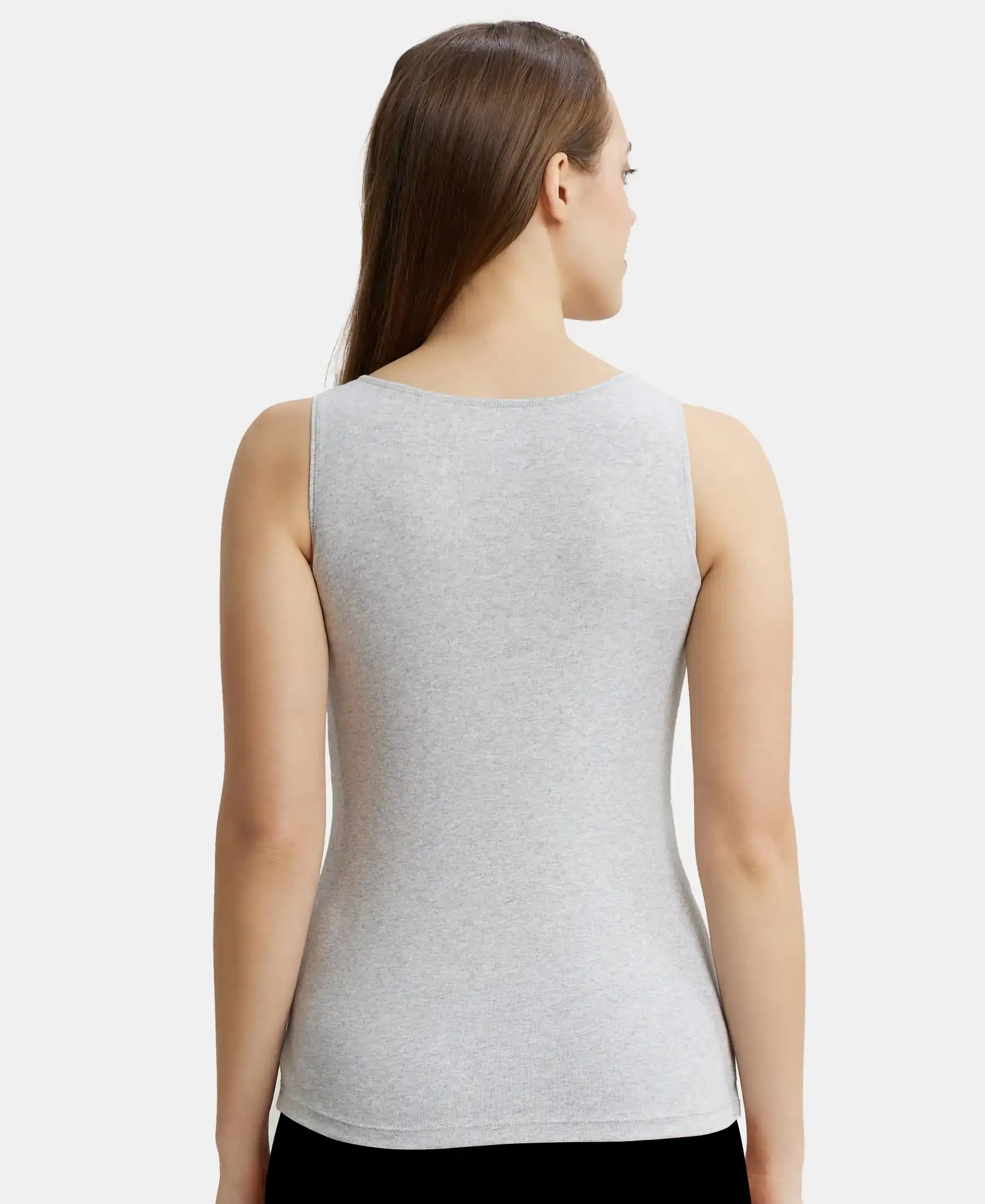 Super Combed Cotton Rib Fabric Inner Tank Top With StayFresh Treatment - Steel Grey Melange - Image 3