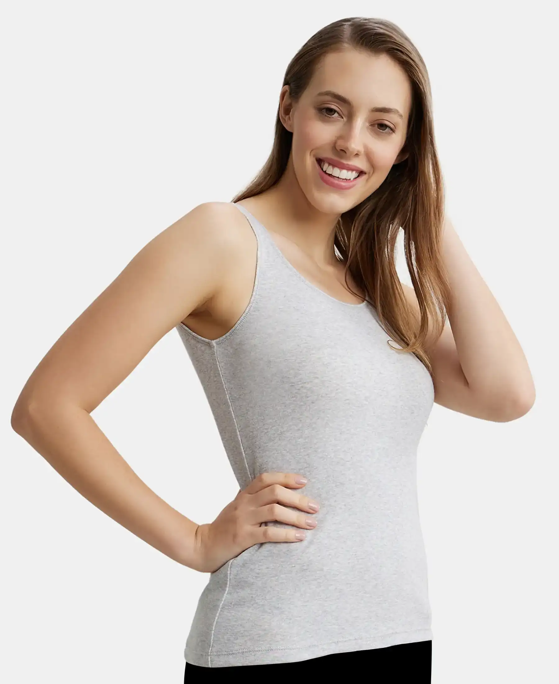 Super Combed Cotton Rib Fabric Inner Tank Top With StayFresh Treatment - Steel Grey Melange - Image 5